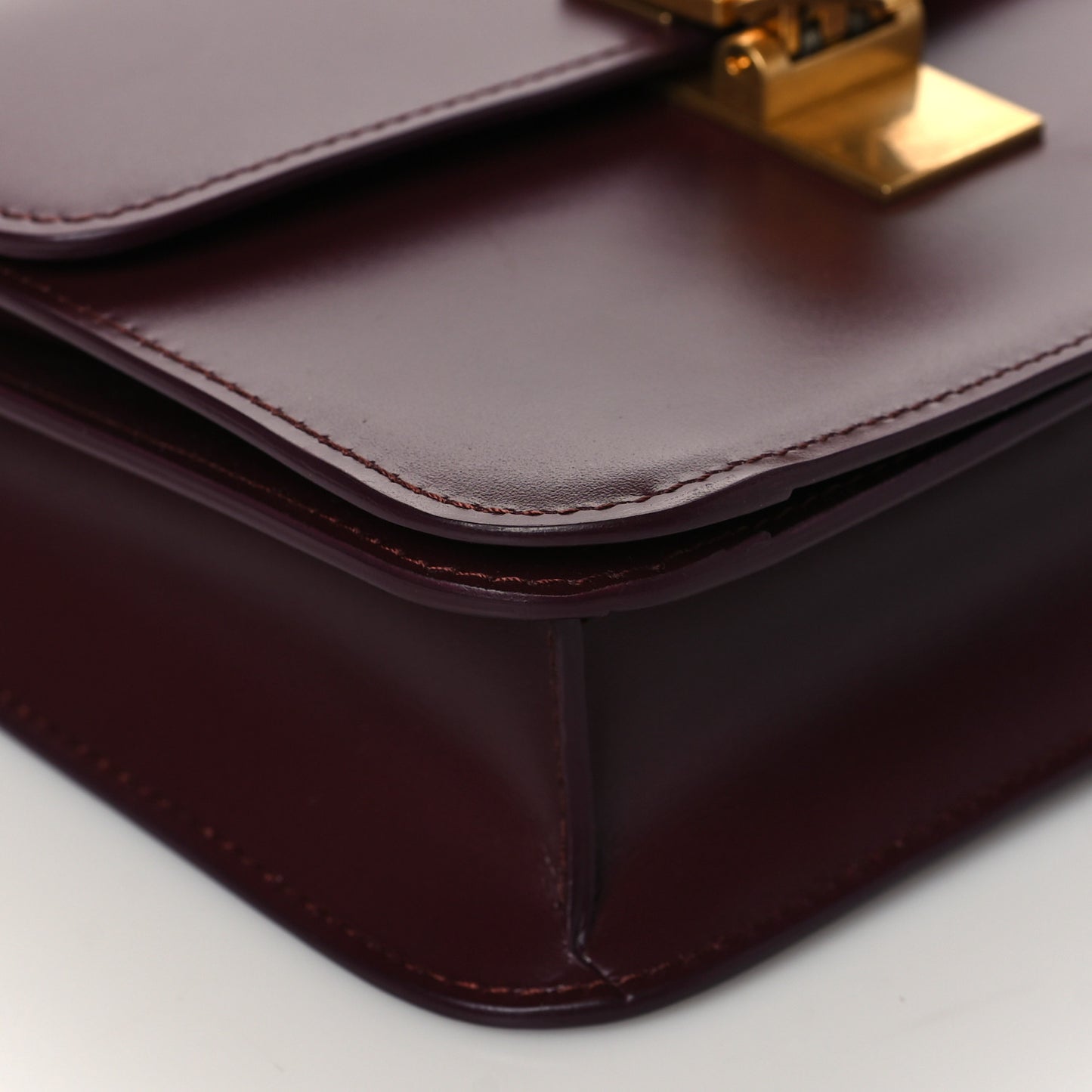 Box Calfskin Teen Classic Box Flap Bag Burgundy