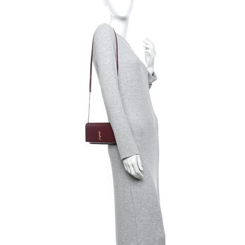 Smooth Calfskin Monogram Phone Holder Crossbody New Dark Bordeaux