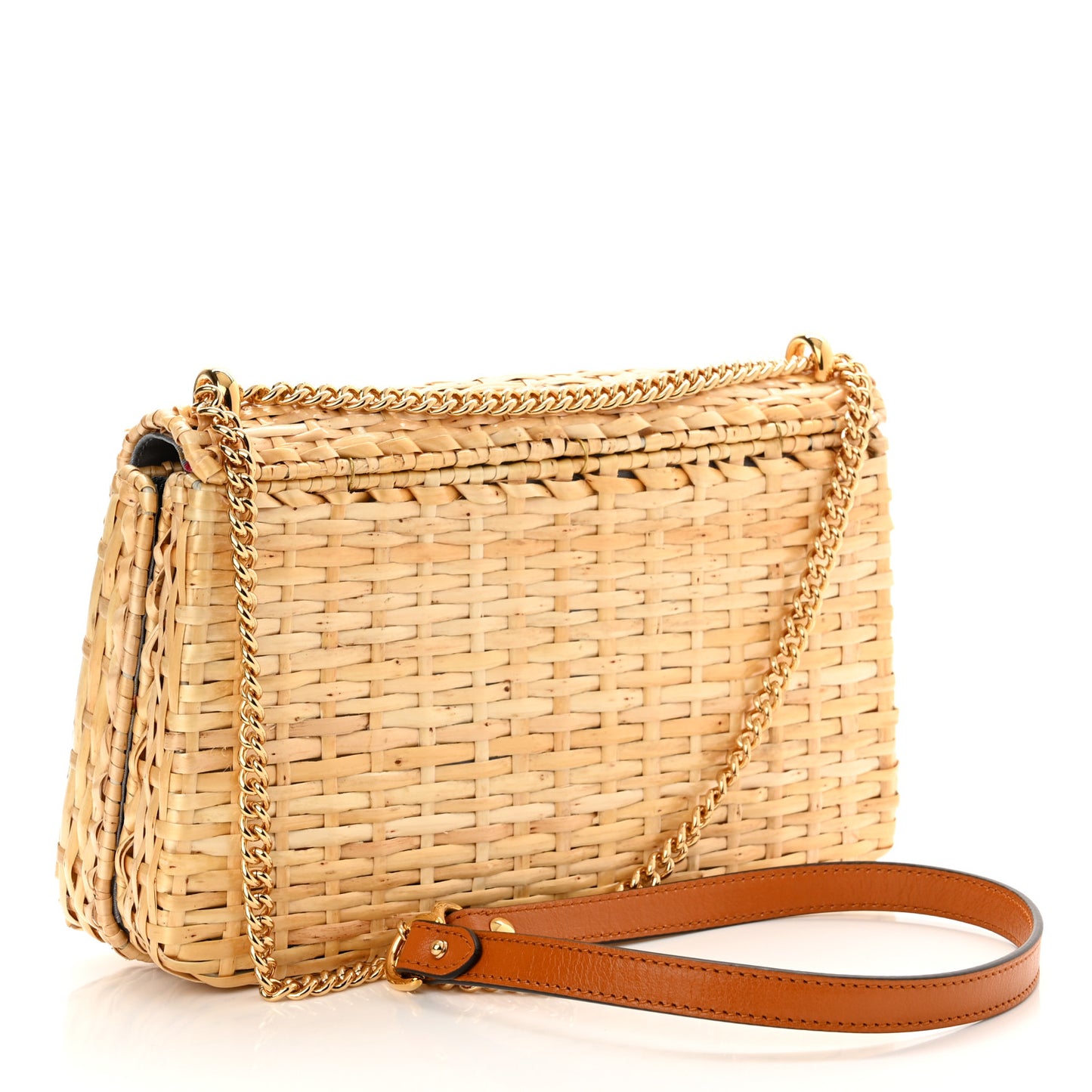 Glazed Wicker Small Cestino Shoulder Bag Natural
