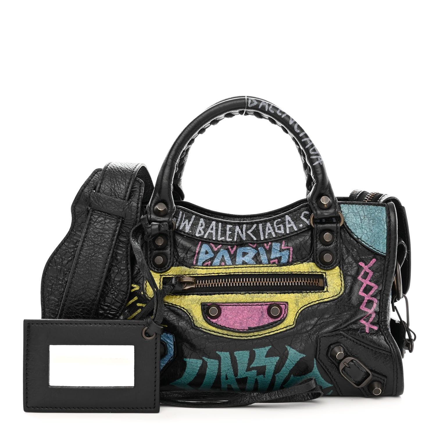 Balenciaga Agneau Arena Graffiti All Over Classic Hardware Mini City Black Multicolor 1 of 10