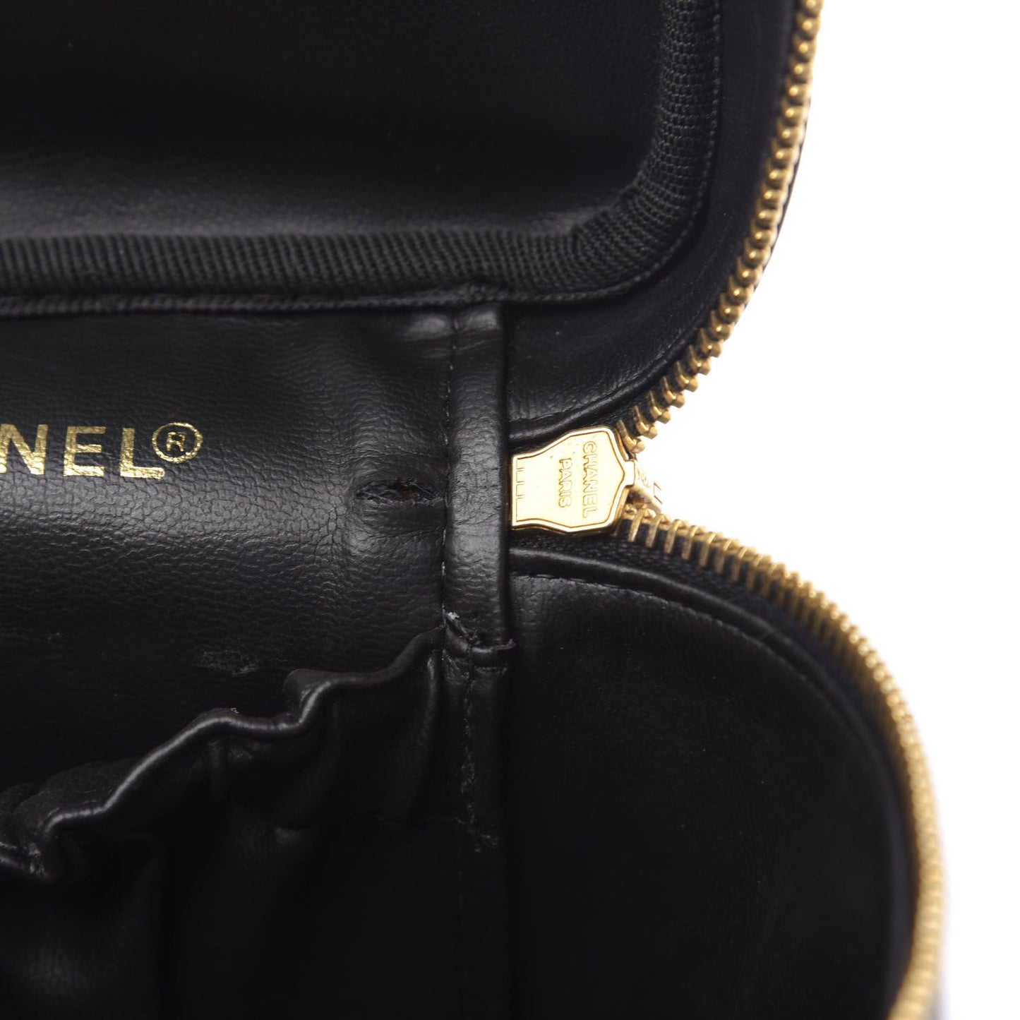 Lambskin Vanity Cosmetic Case Black