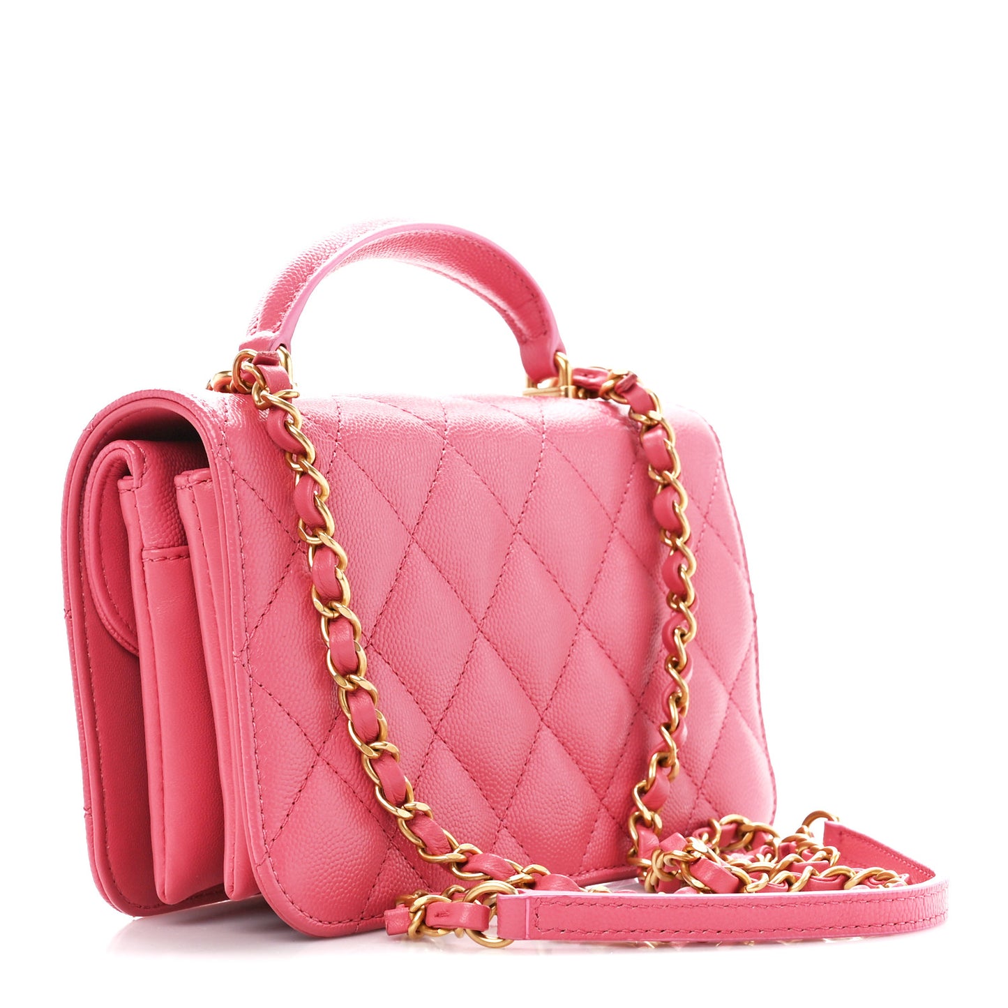 Caviar Quilted Mini Top Handle Flap Pink