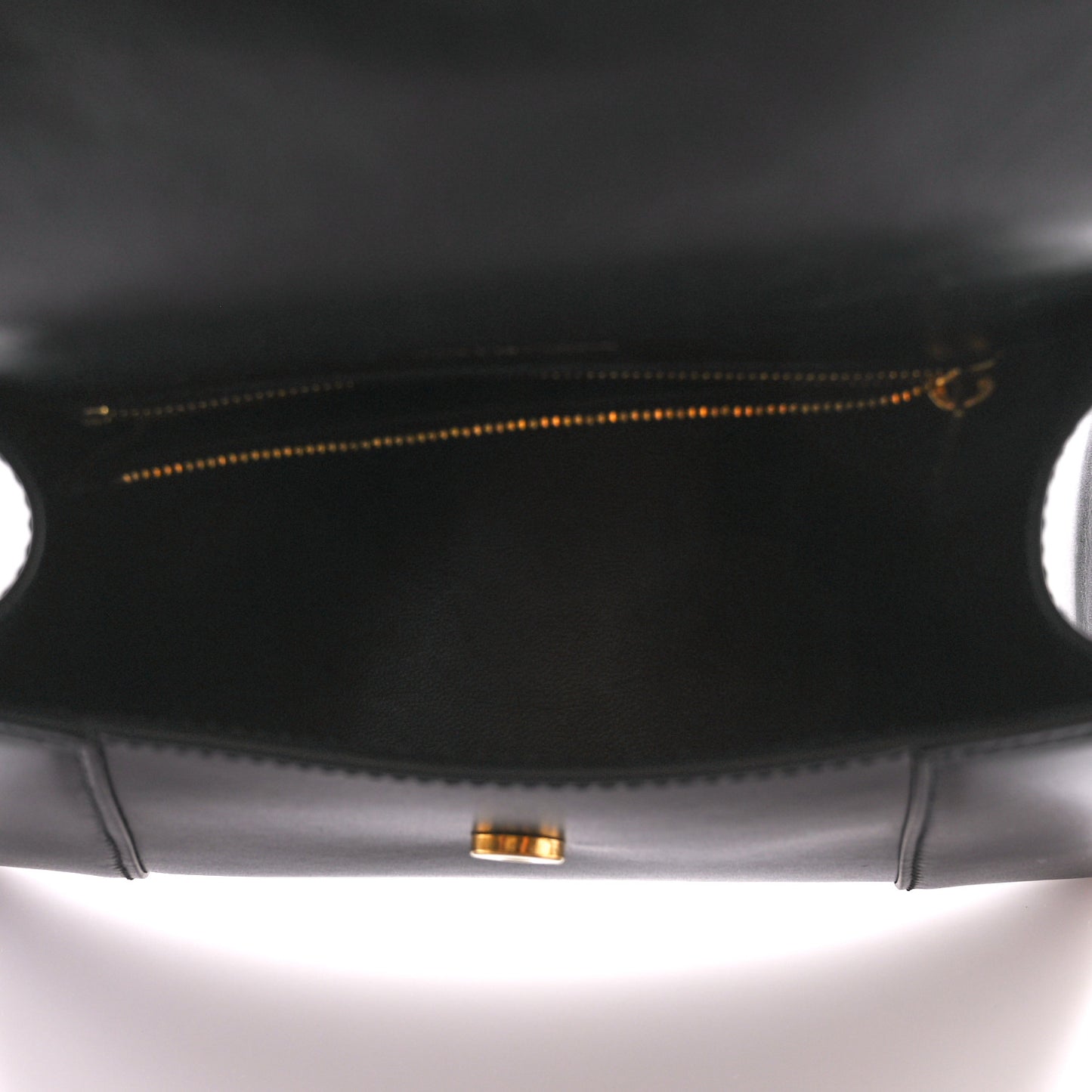Shiny Box Calfskin Small Hourglass Top Handle Bag Black