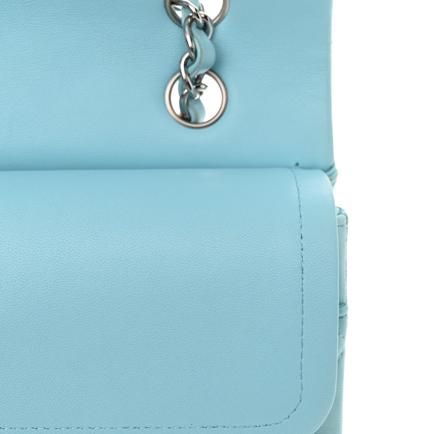 Chanel Lambskin Quilted Medium Double Flap Light Blue 11 of 11