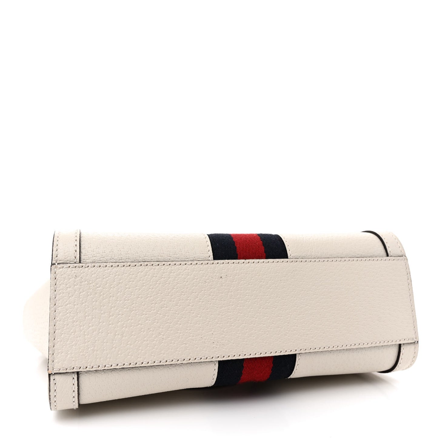 Textured Calfskin Web Small Ophidia Tote Bag Mystic White