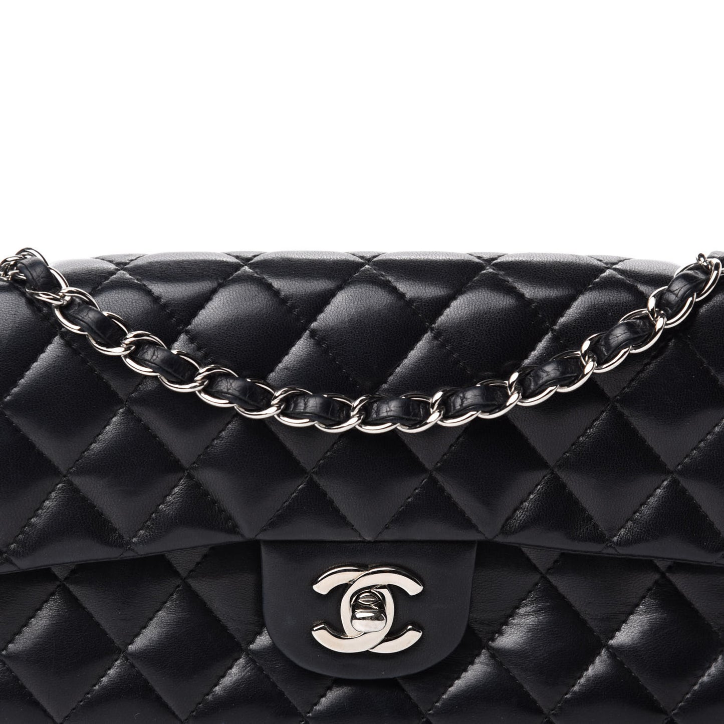 Lambskin Quilted East West Flap Black