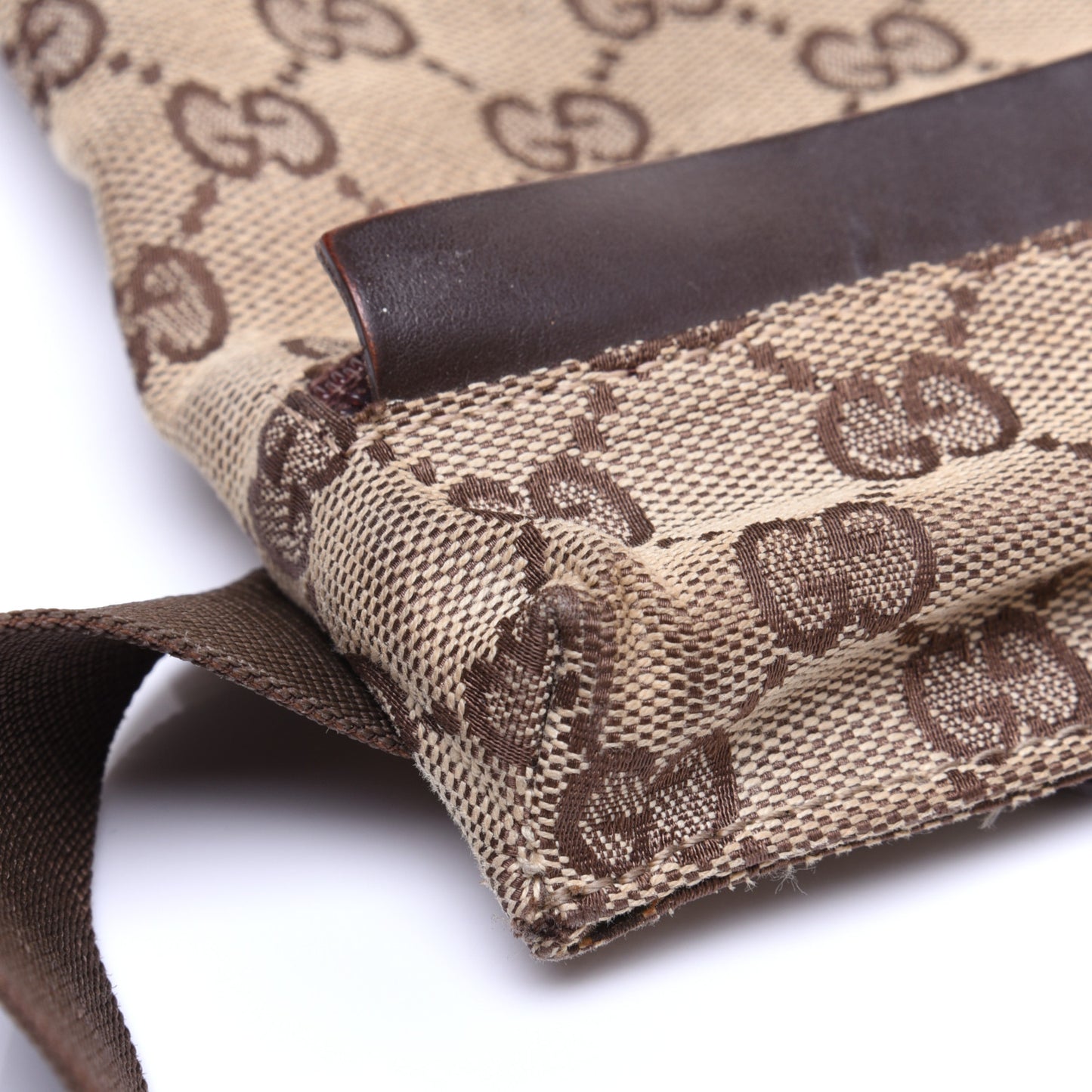 GG Monogram Double Pocket Belt Bag Dark Brown
