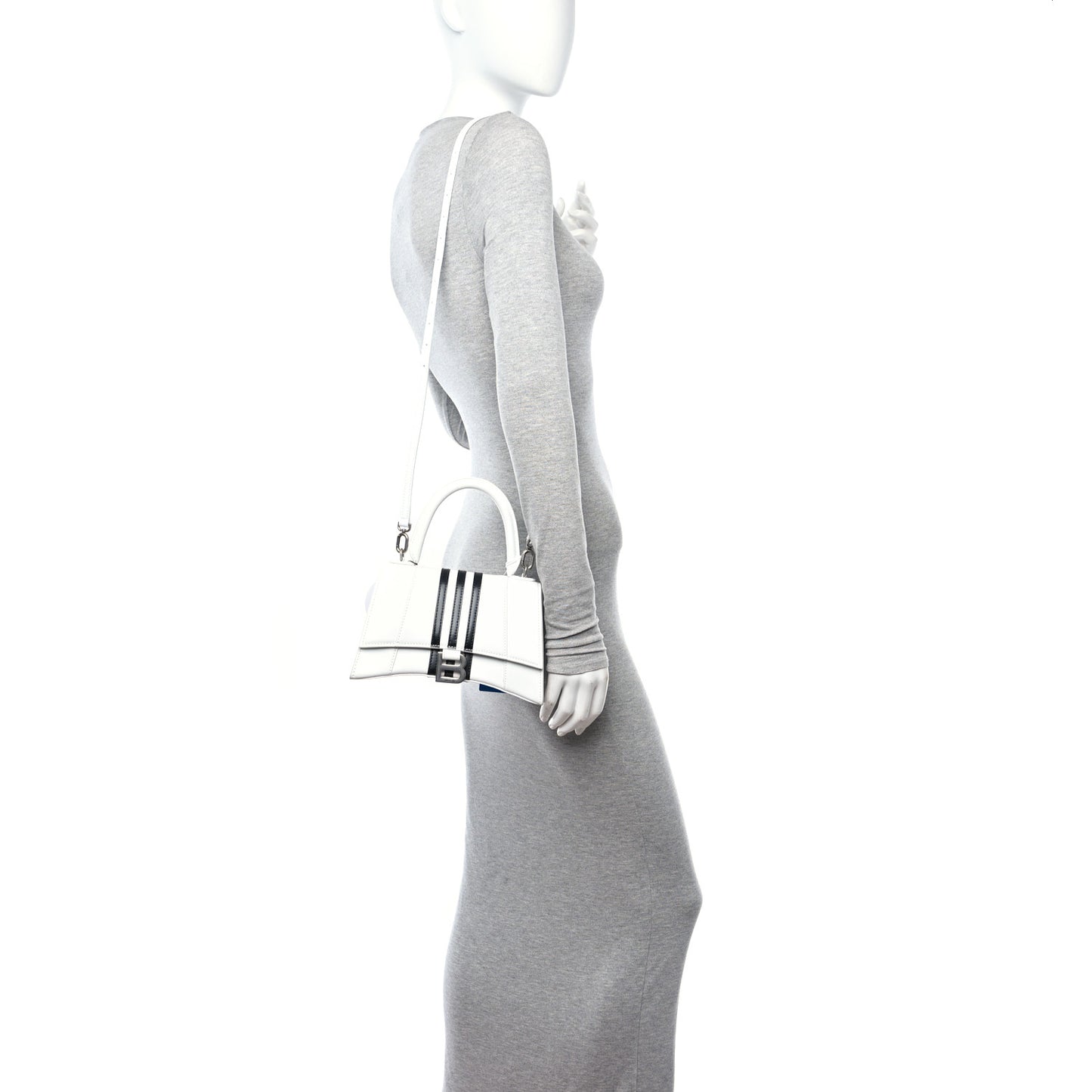 X ADIDAS Shiny Box Calfskin Hourglass Top Handle Bag XS Off White