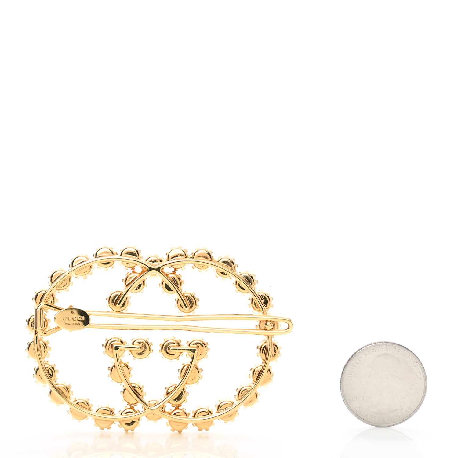 Gucci Metal Pearl Interlocking-G Hair Clip Gold 2 of 3