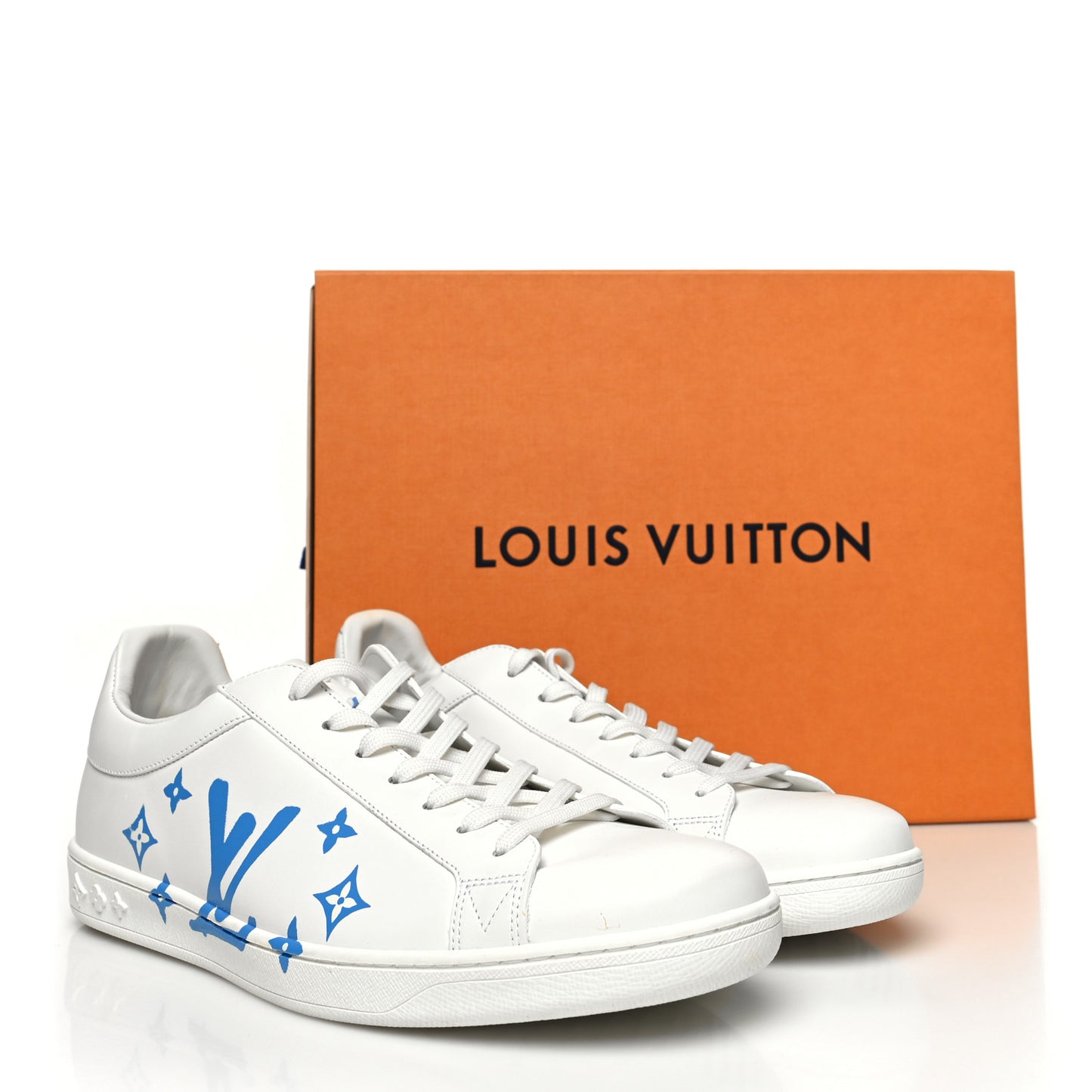 Calfskin Luxembourg Samothrace Mens Sneakers 9.5 White Blue