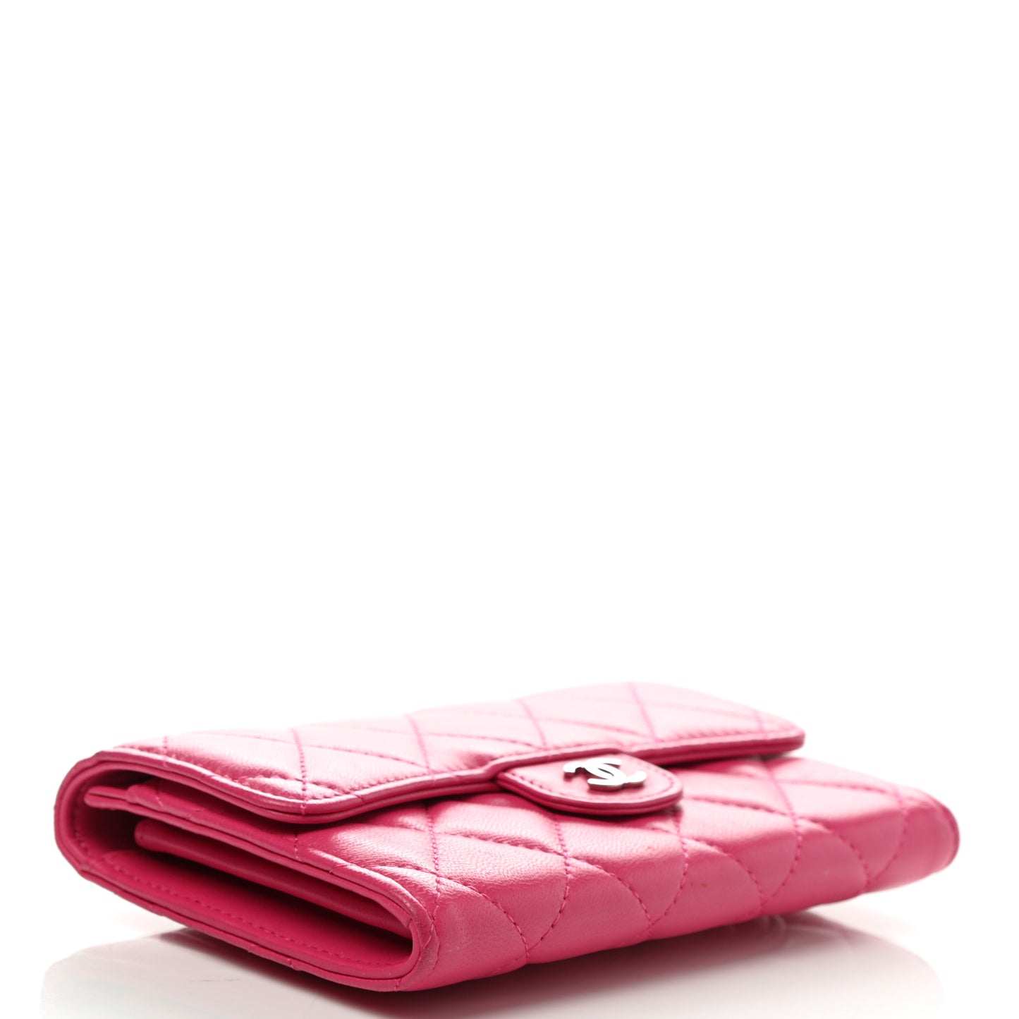 Caviar Quilted Small Flap Wallet Fucshia