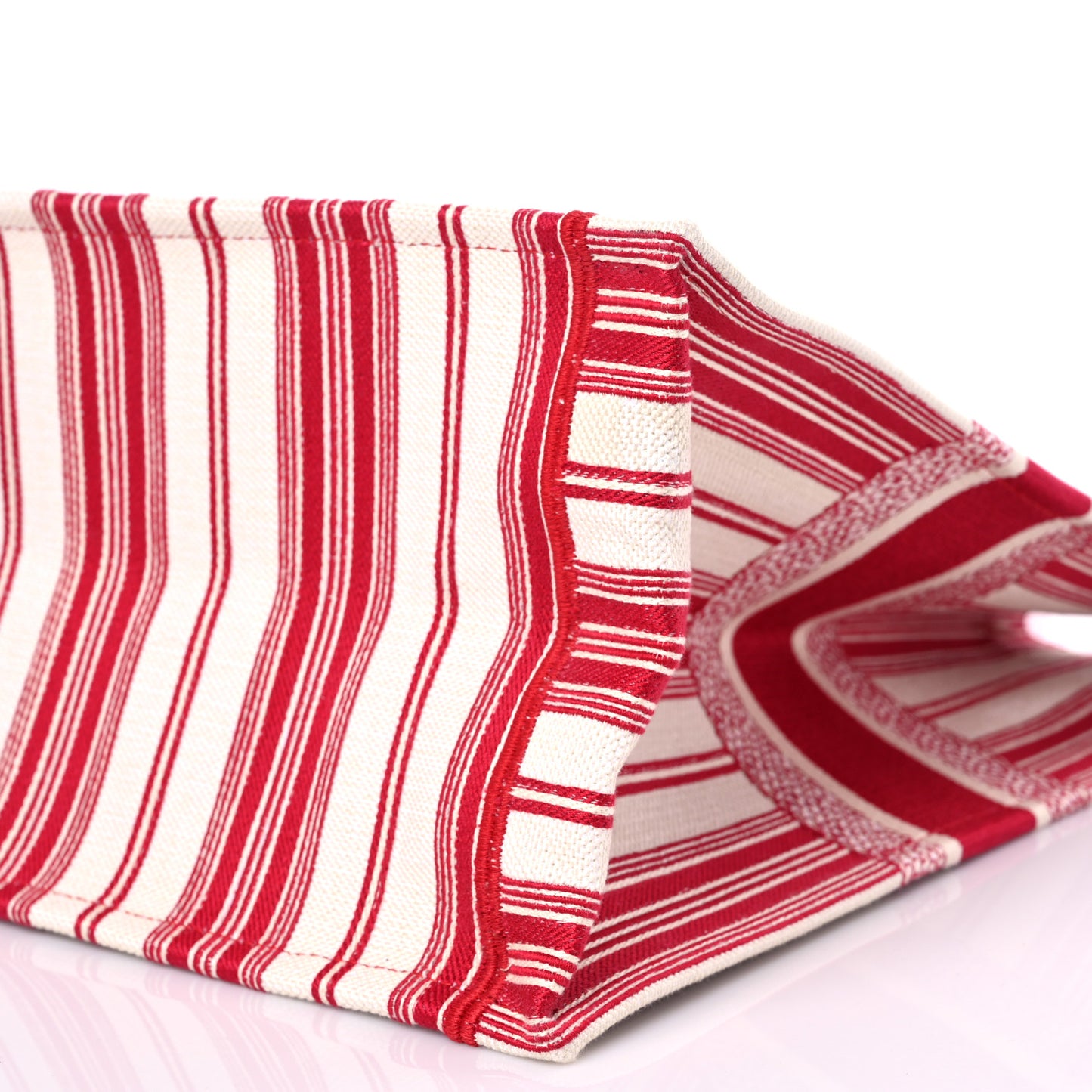 Canvas Embroidered Mykonos Large Striped Book Tote Red