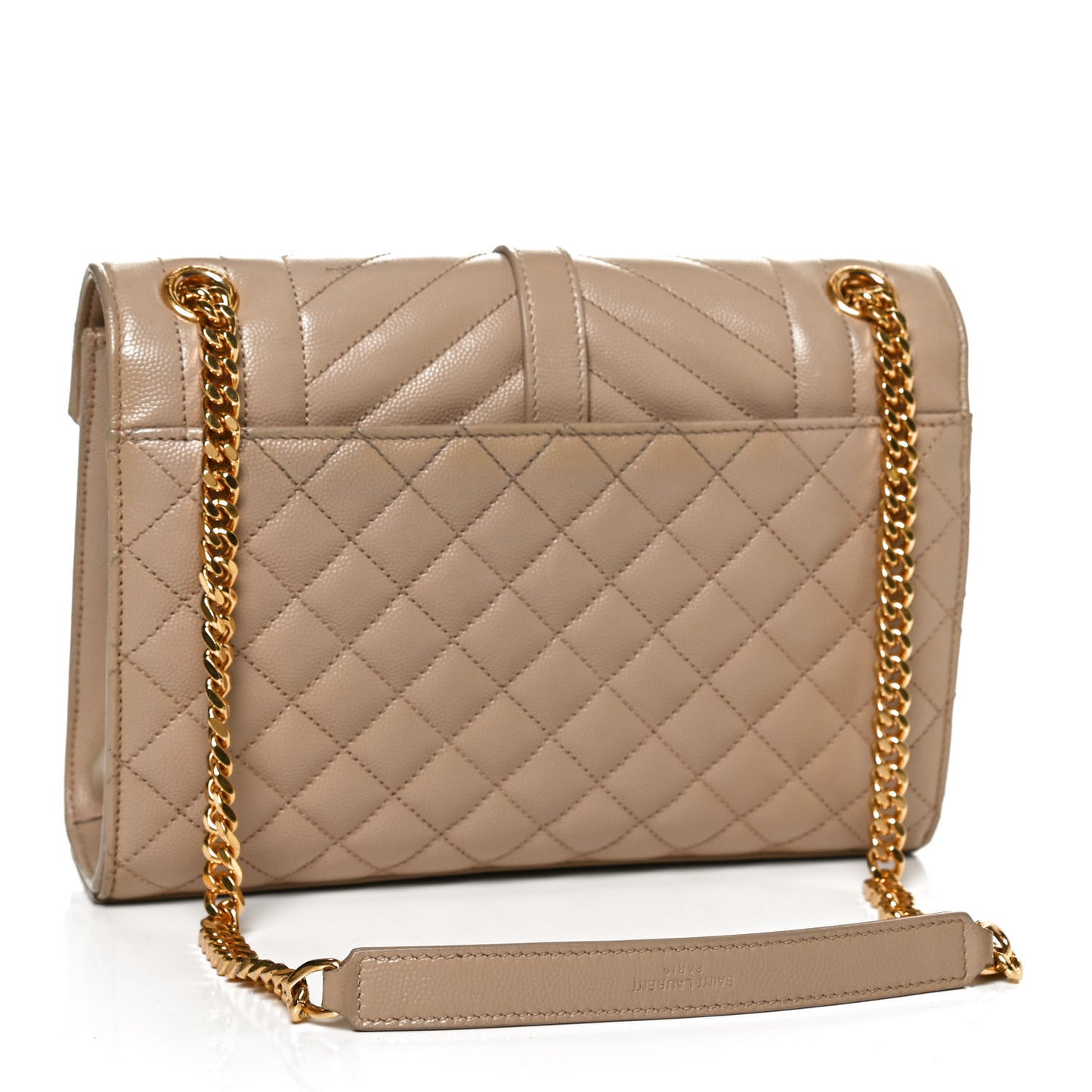 Grain De Poudre Textured Mixed Matelasse Medium Triquilt Monogram Satchel Dark Beige
