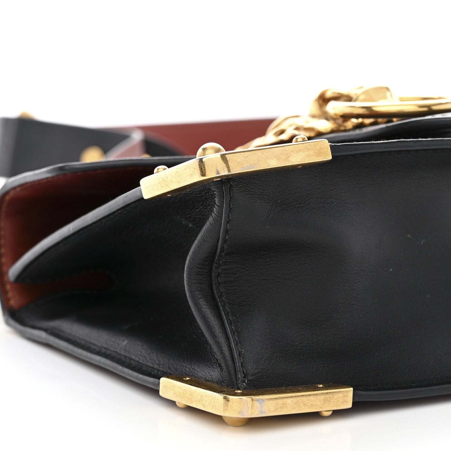Antic Soft Saffiano Lions Head Cahier Shoulder Bag Cotto Black