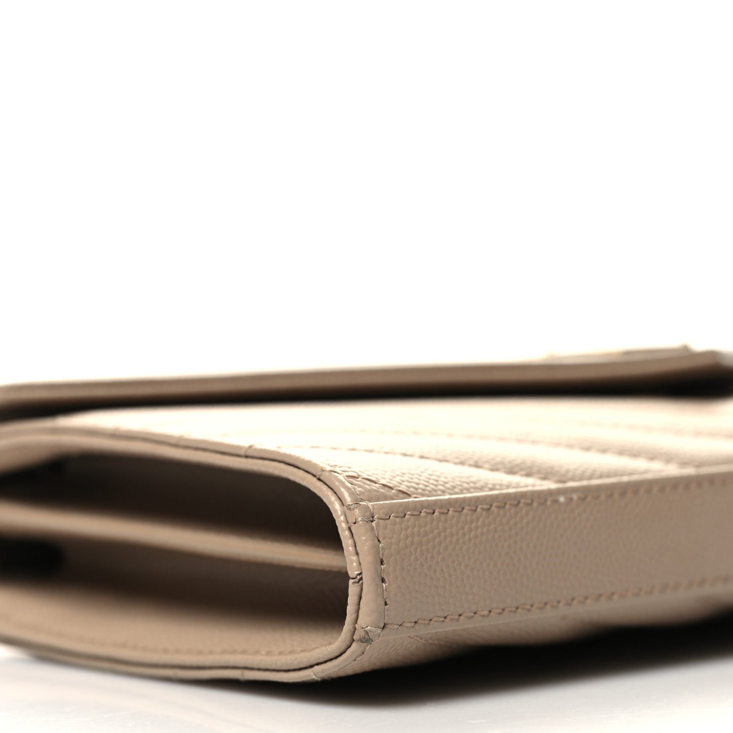 Grain De Poudre Matelasse Chevron Monogram Chain Wallet Dark Beige