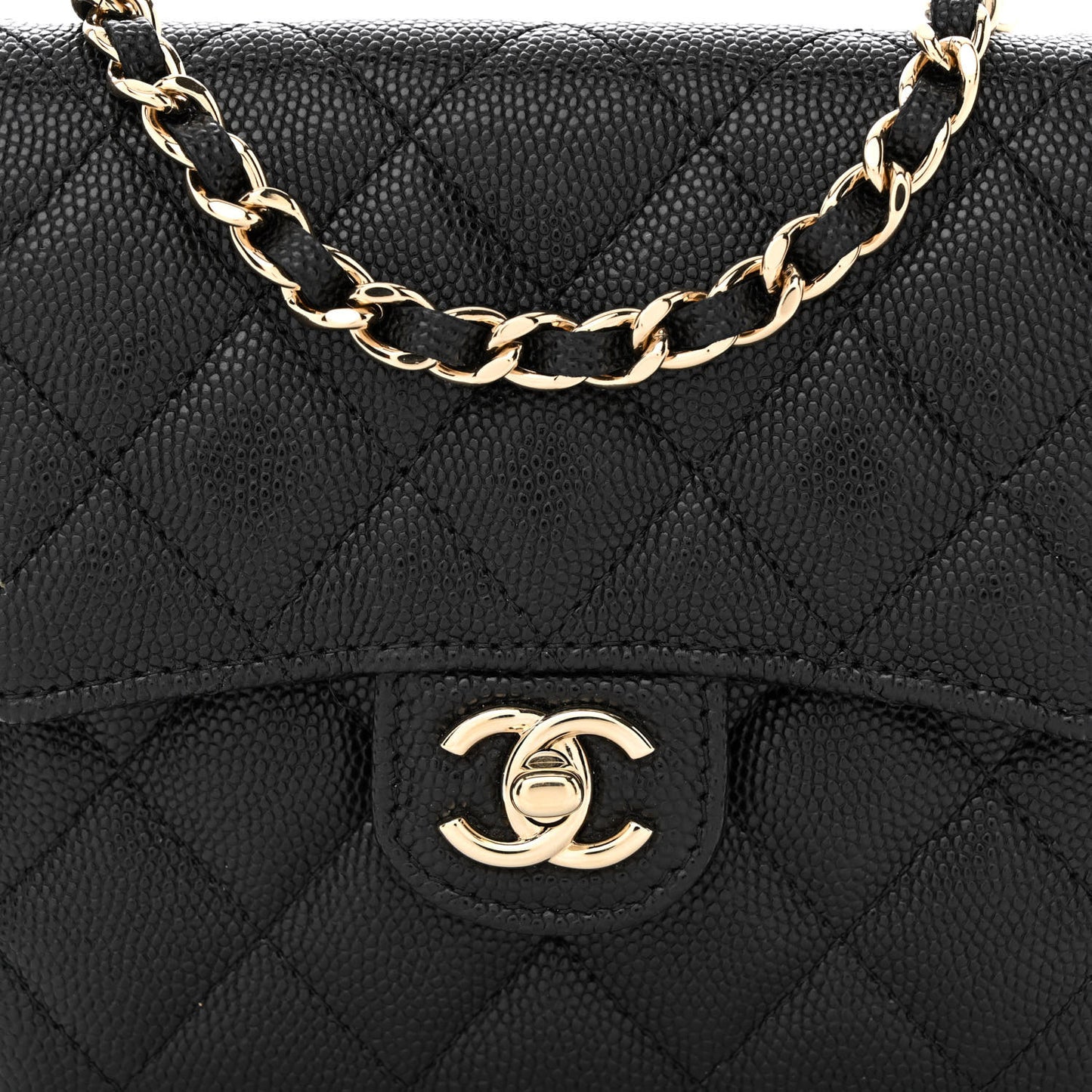 Caviar Quilted Clutch With Chain Bag Black