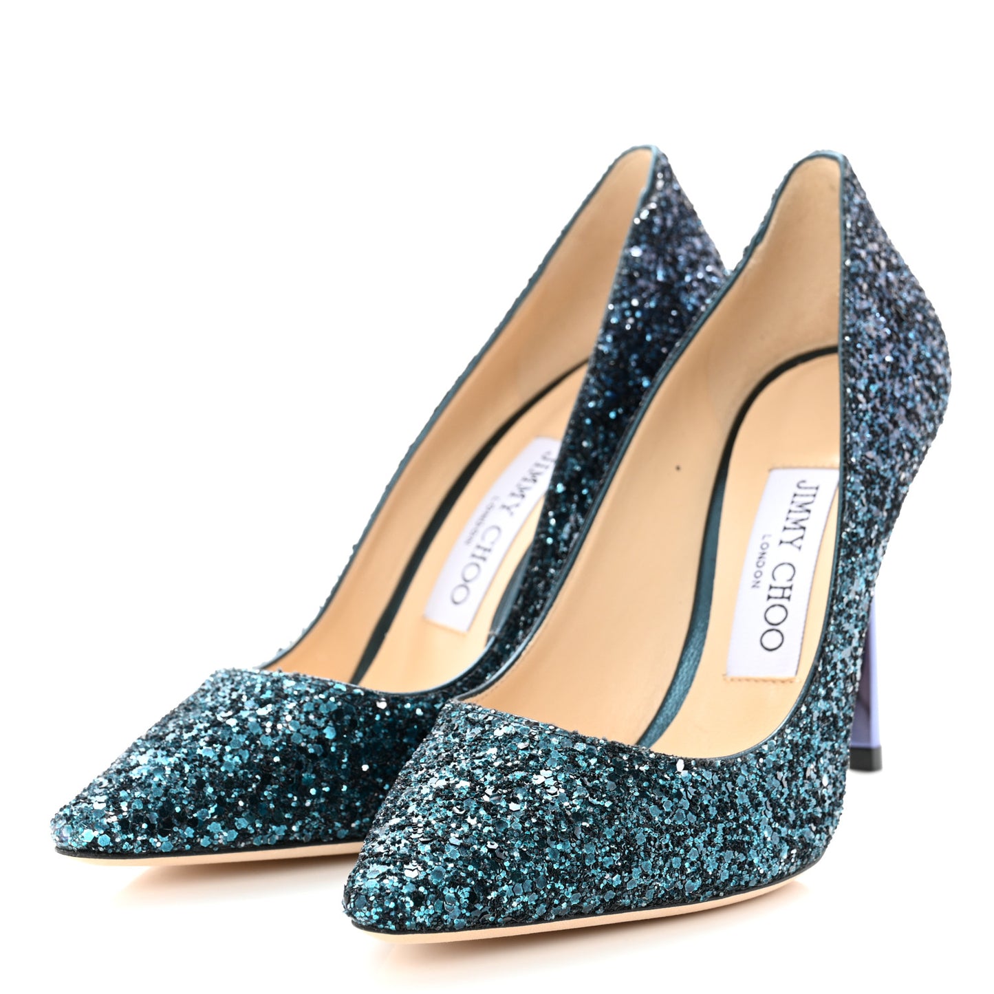 Coarse Glitter Degrade Pointy Toe Romy 100 Pumps 35.5 Peacock Navy