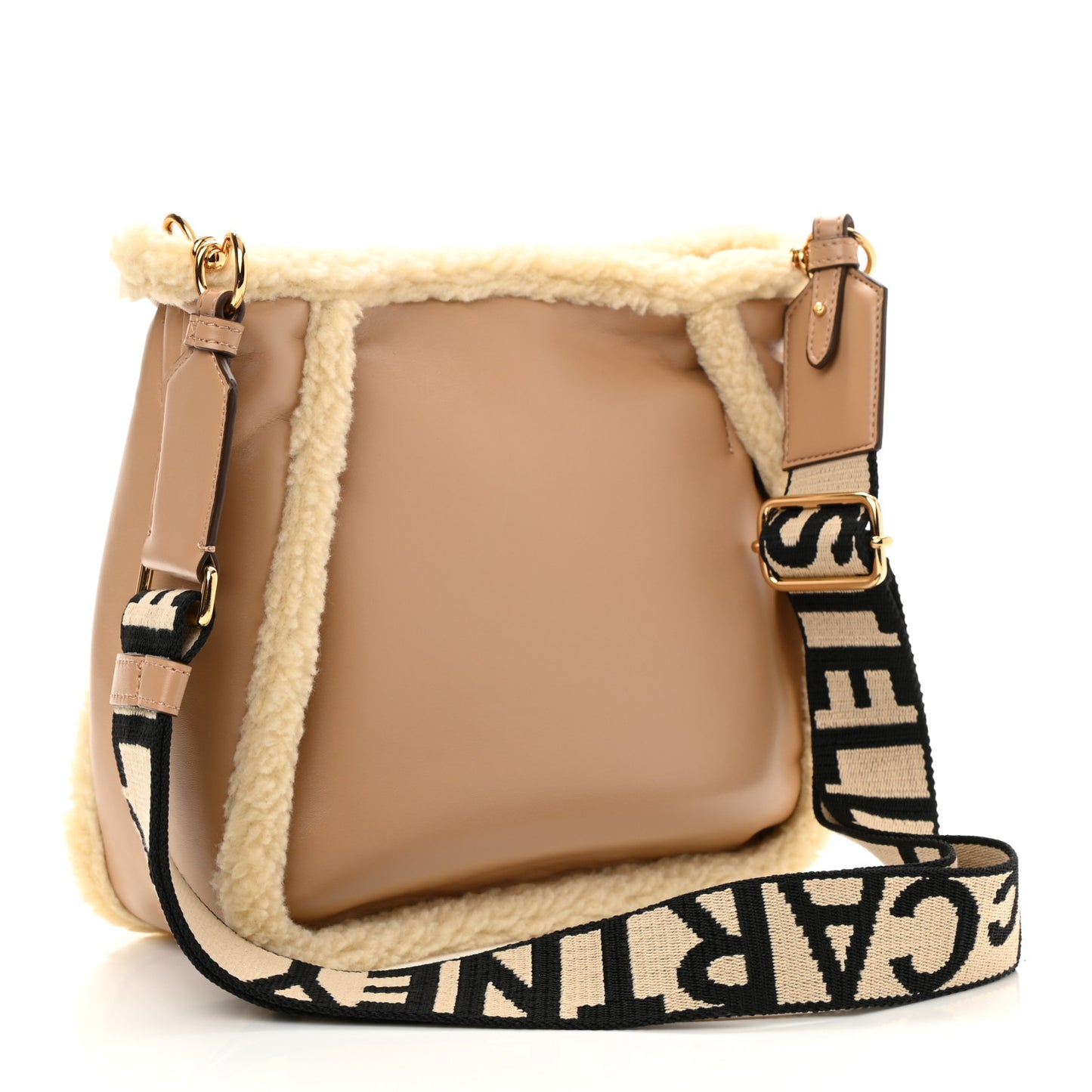 Eco Alter Nappa Shearling Perforated Logo Mini Crossbody Brown