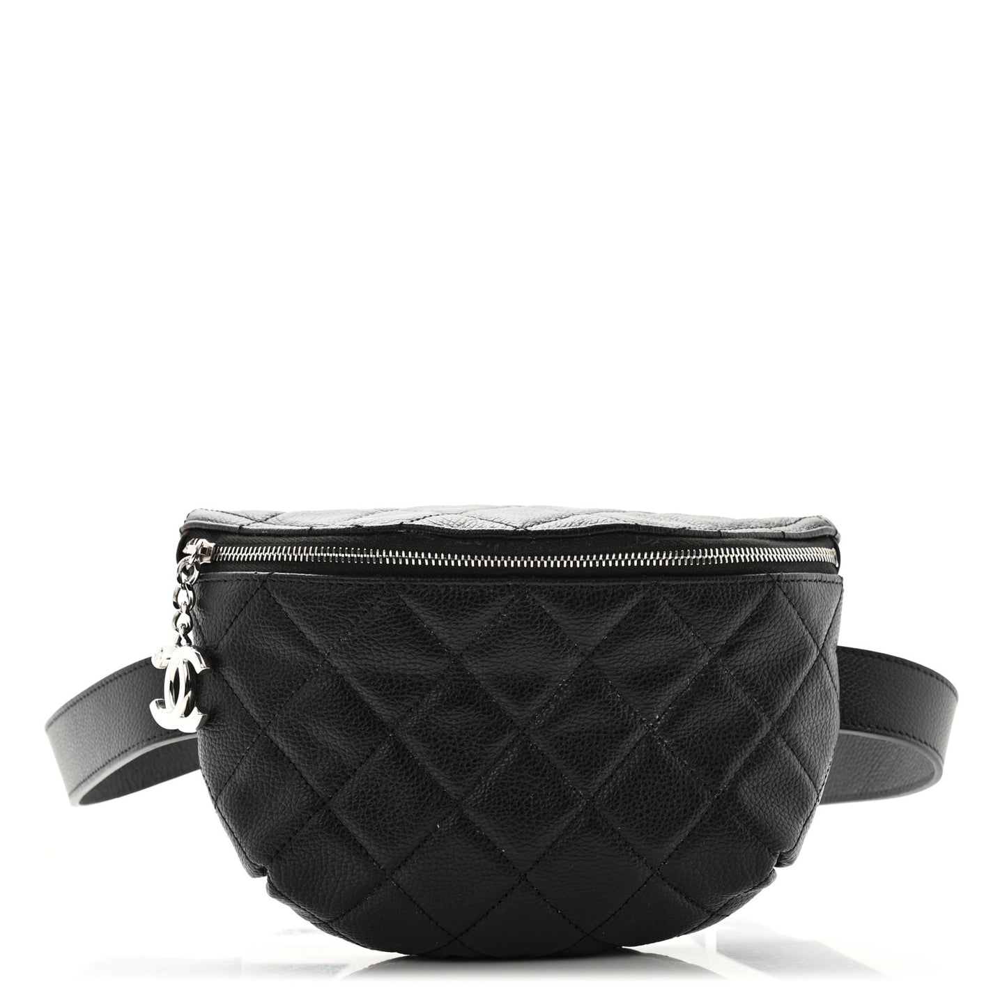 Grained Calfskin Quilted Waist Belt Bag Black