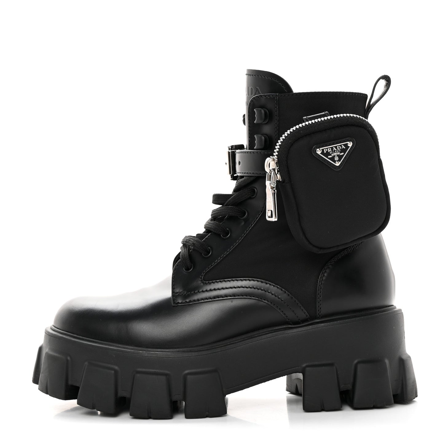 Spazzolato Rois Re-Nylon Metal Triangle Logo Monolith Pouch Pocket 55mm Boots 37 Black