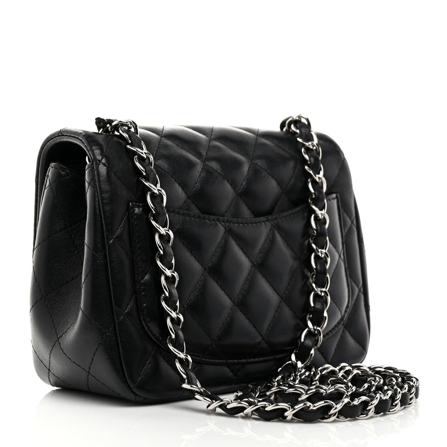 Lambskin Quilted Mini Square Flap Black