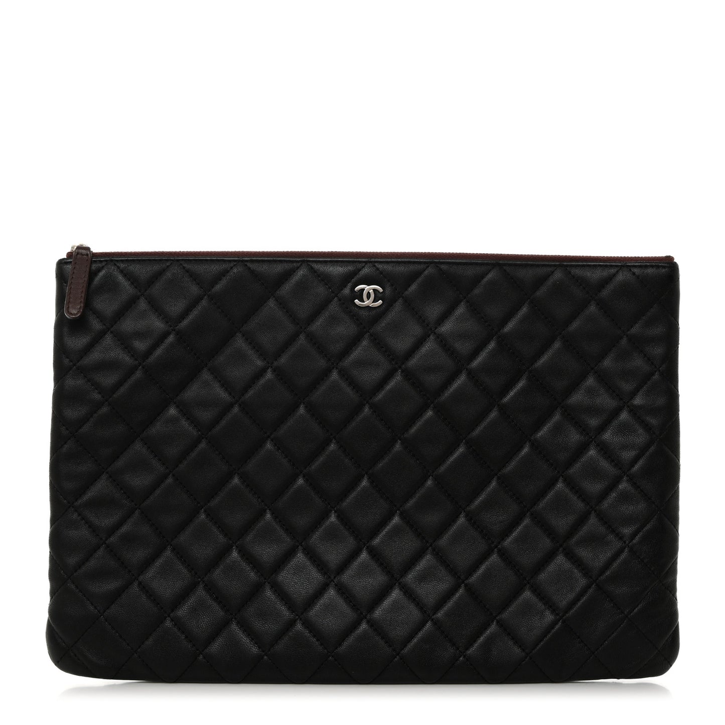 Lambskin Quilted Large Cosmetic Case Black