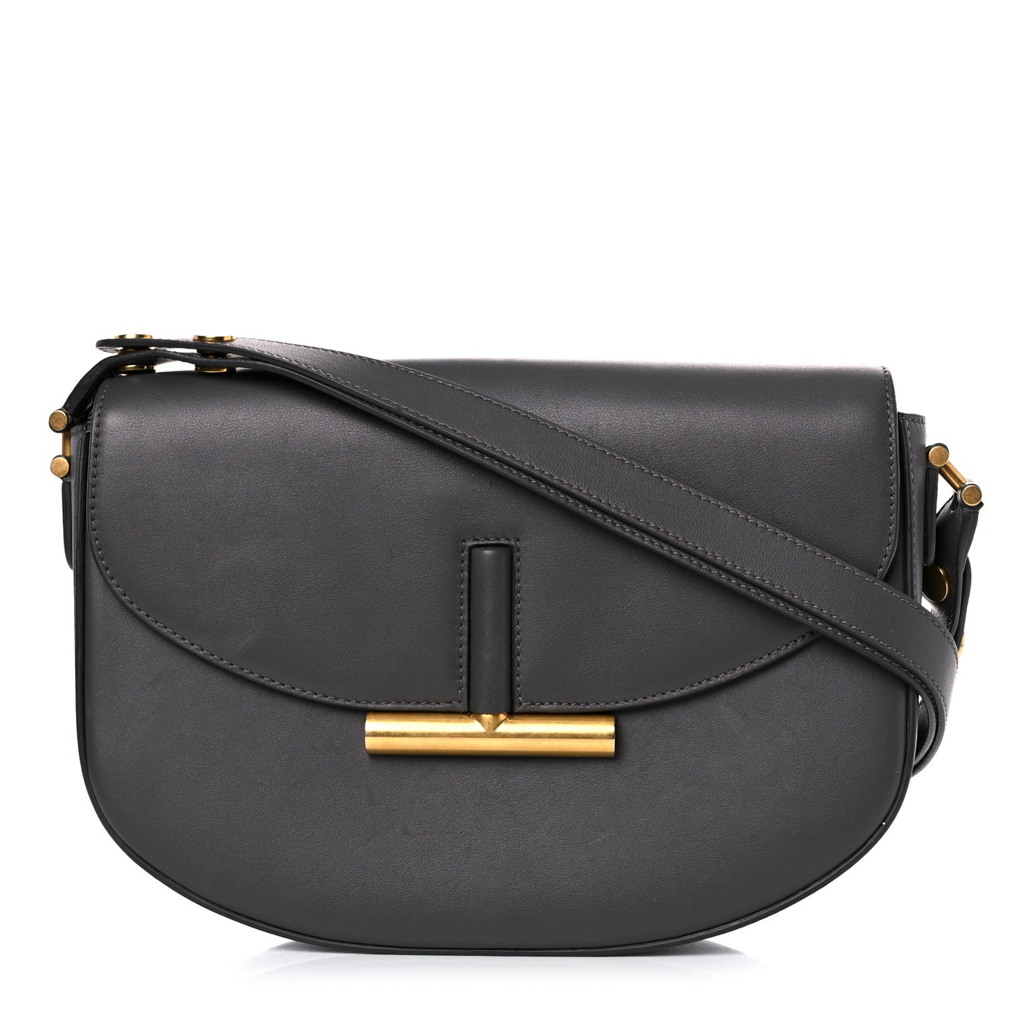 Calfskin Sasha Shoulder Bag Dark Grey