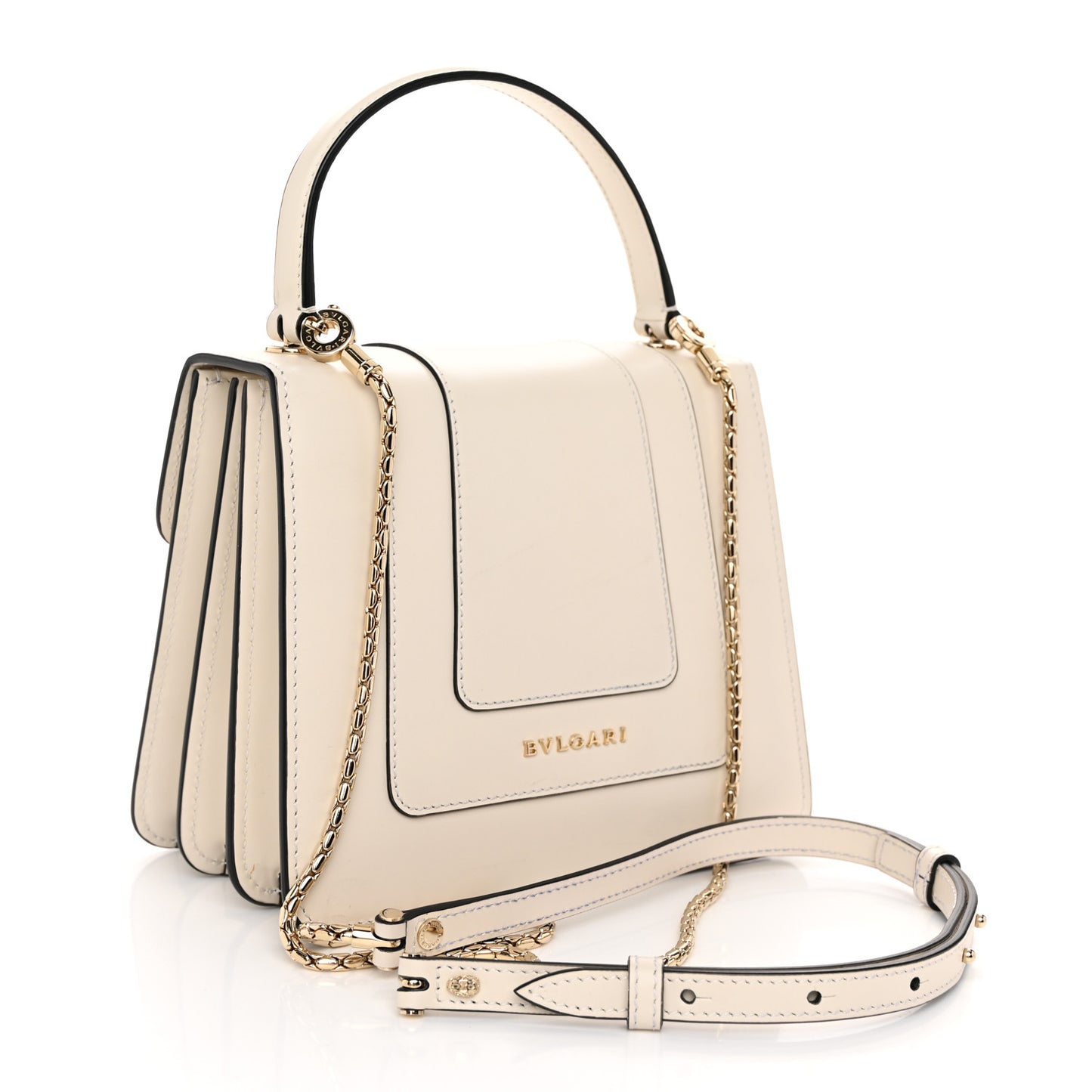 Calfskin Serpenti Forever Top Handle White