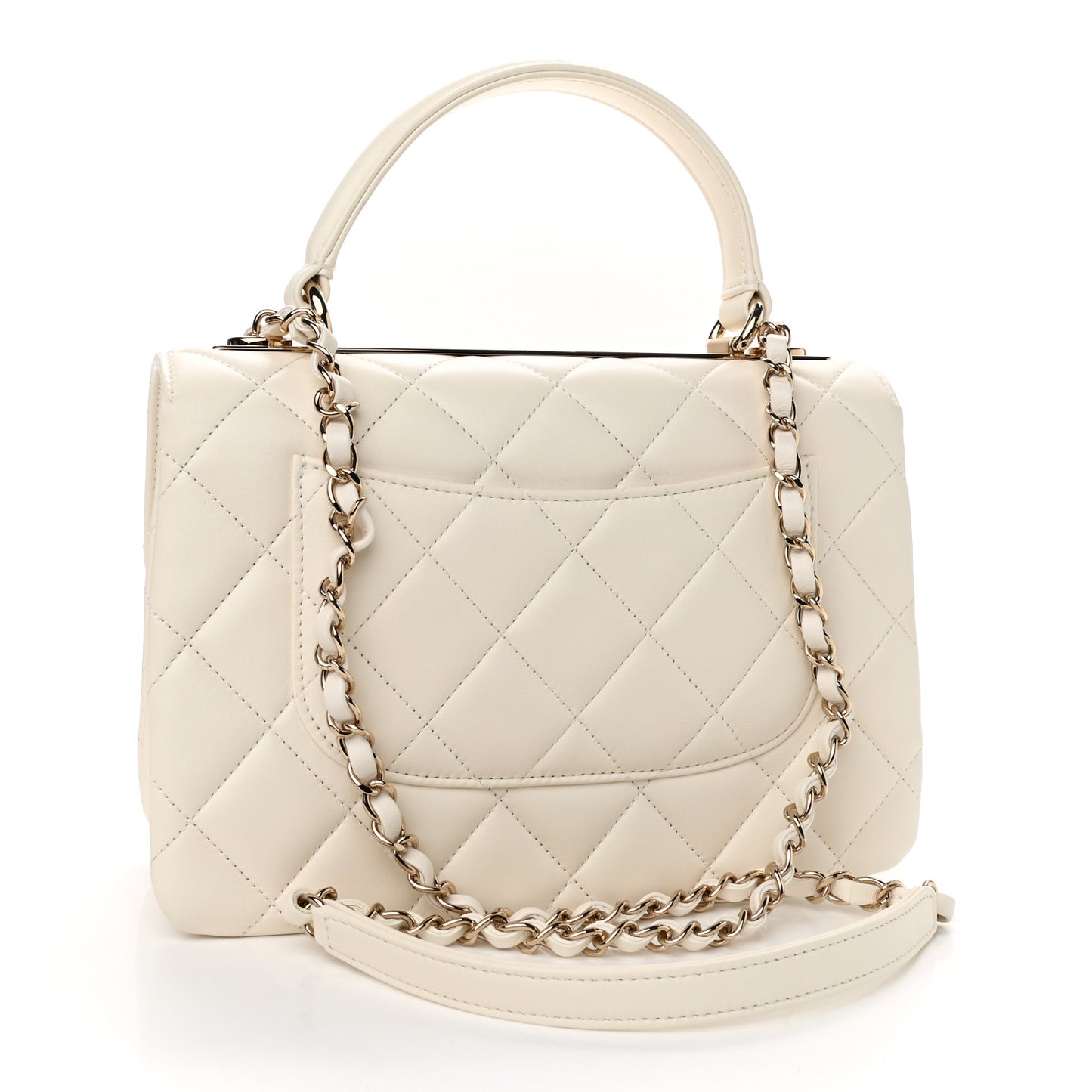 Lambskin Quilted Small Trendy CC Dual Handle Flap Bag White