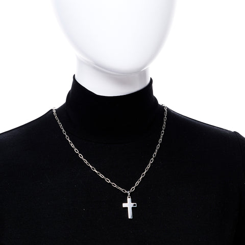 Sterling Silver Black Onyx Cross Pendant DY Madison Chain Necklace