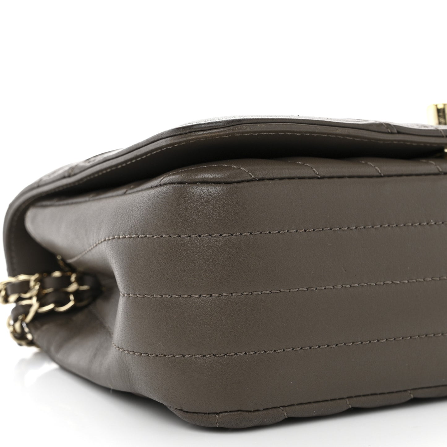 Calfskin Chevron Quilted Mini Statement Flap Brown