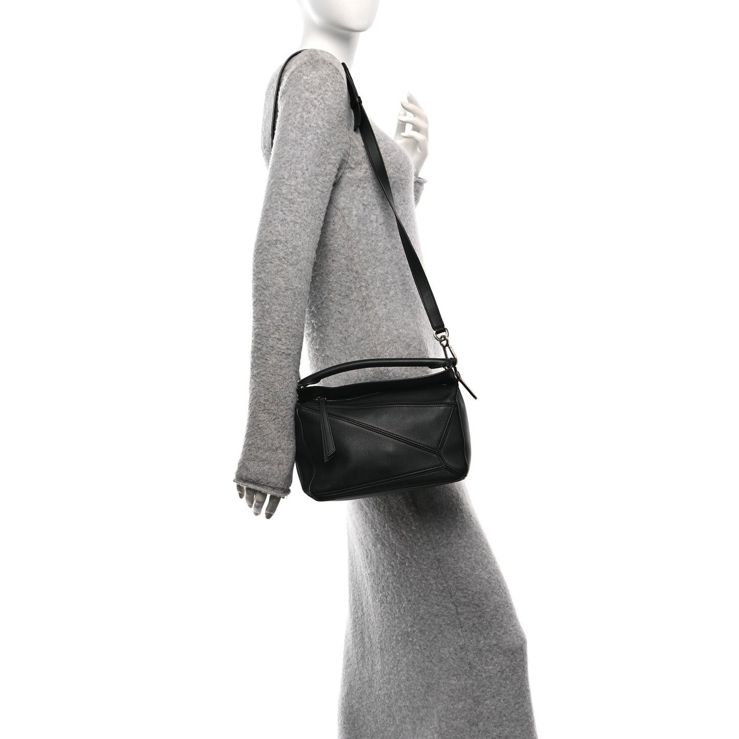 Calfskin Small Puzzle Bag Black