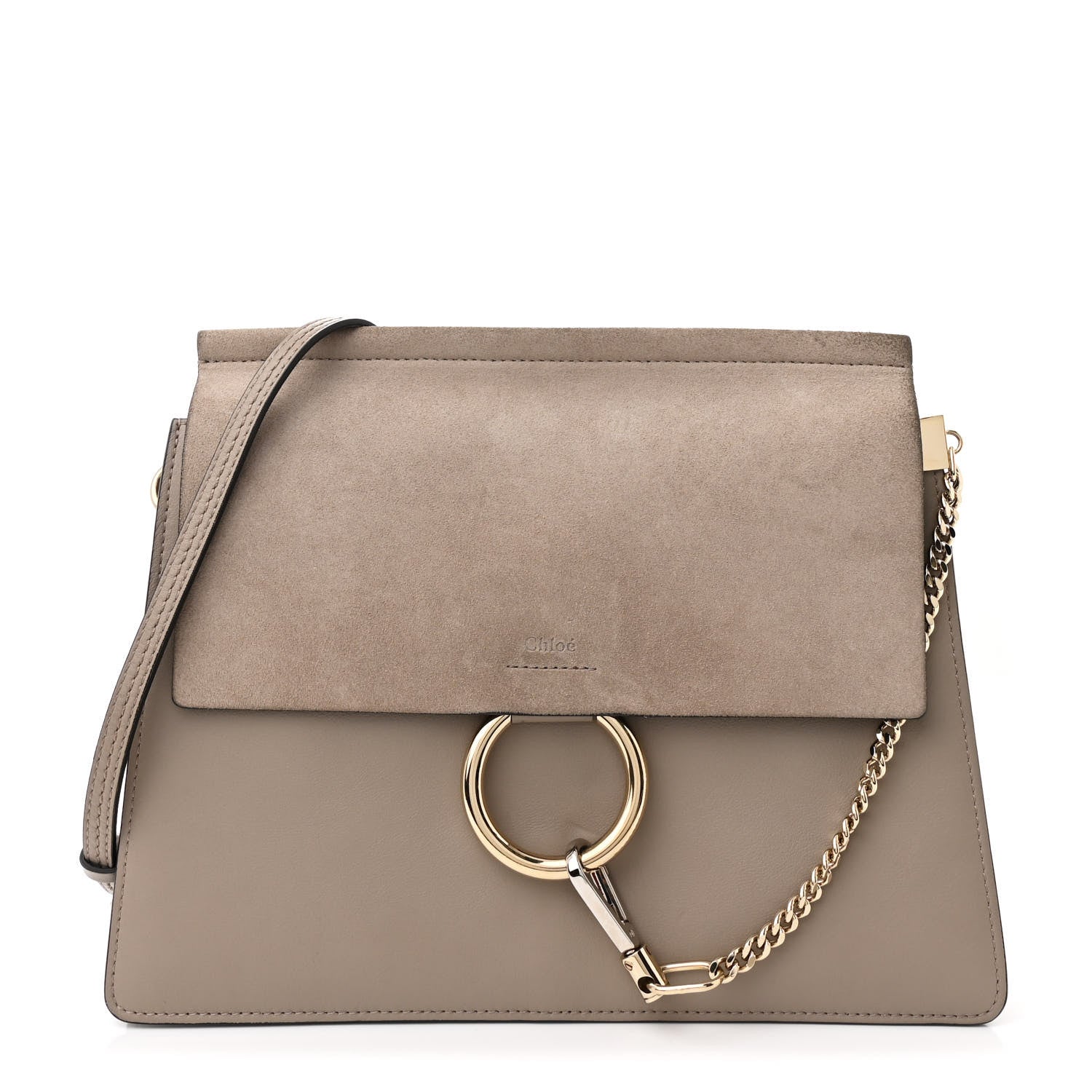Chloe Calfskin Suede Medium Faye Shoulder Bag Motty Grey 1 of 12