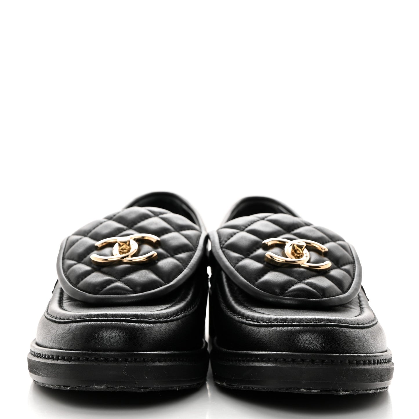 Lambskin Quilted CC Turnlock Loafers 37.5 Black