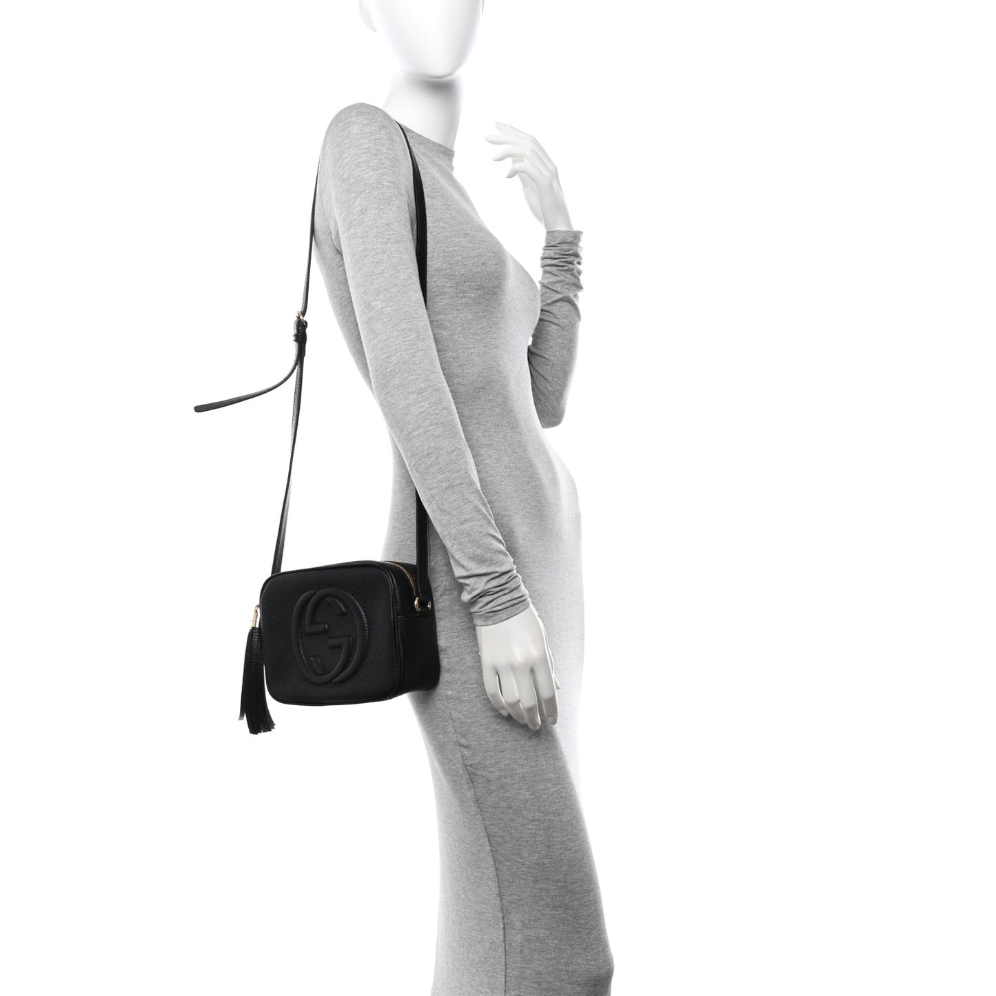 Pebbled Calfskin Small Soho Disco Bag Black