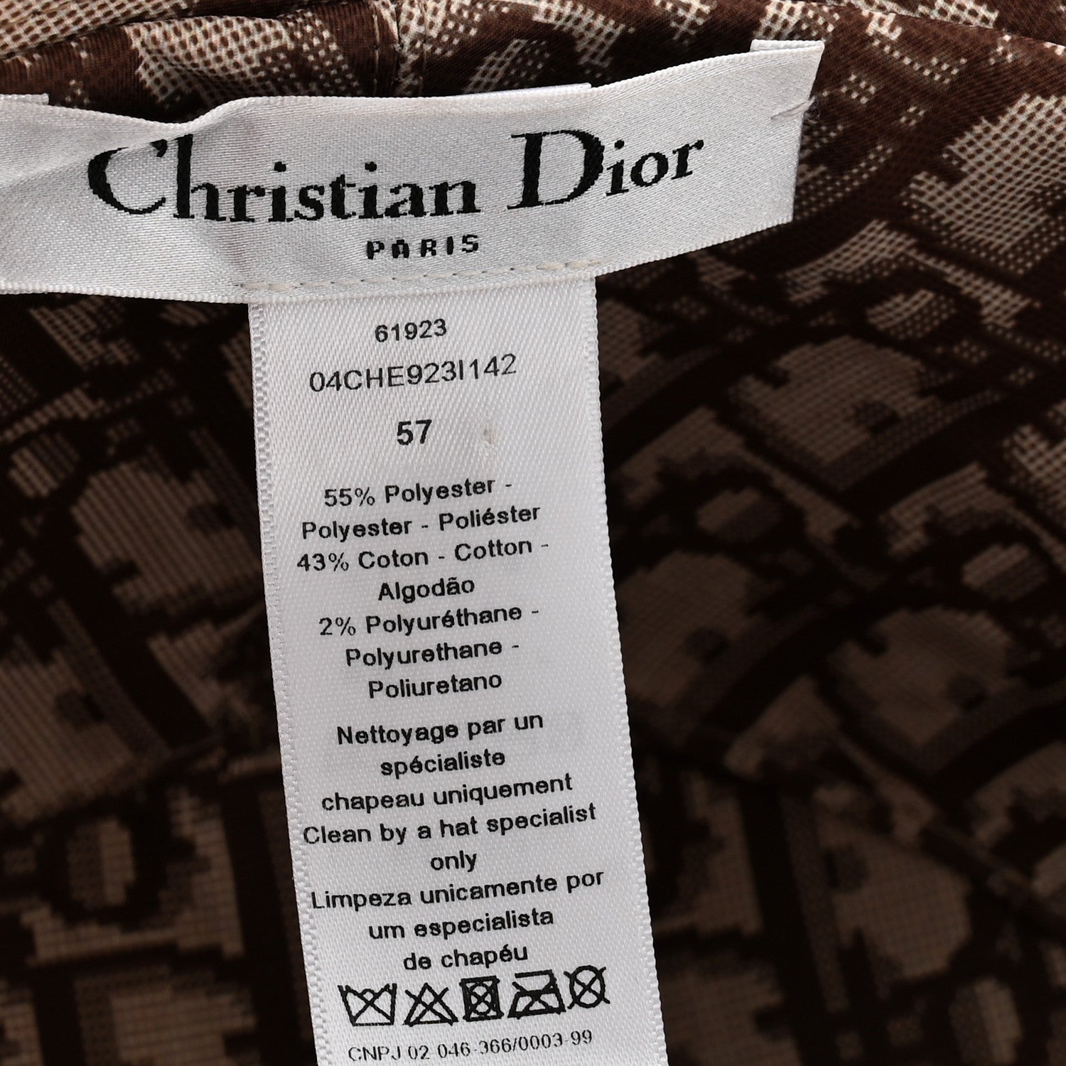 Christian Dior Polyester Cotton Gingham Oblique Reversible Bucket Hat 57 Beige 8 of 15