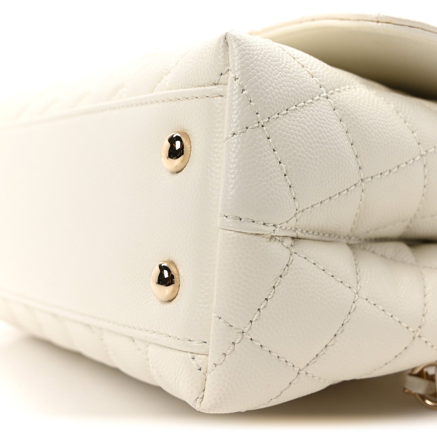 Caviar Quilted Mini Coco Handle Flap White