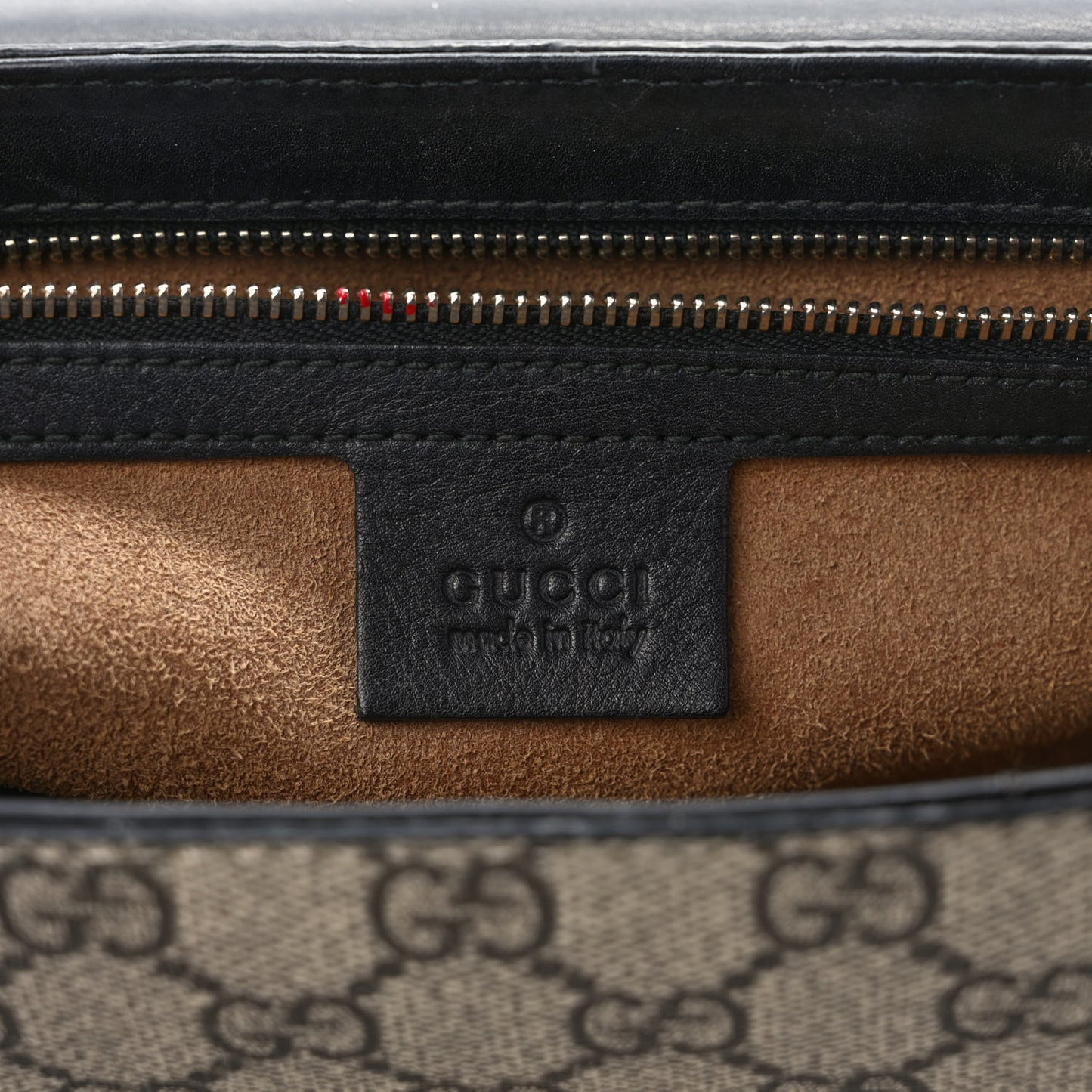 GG Supreme Monogram Calfskin Medium Padlock Shoulder Bag Beige Black Cuir