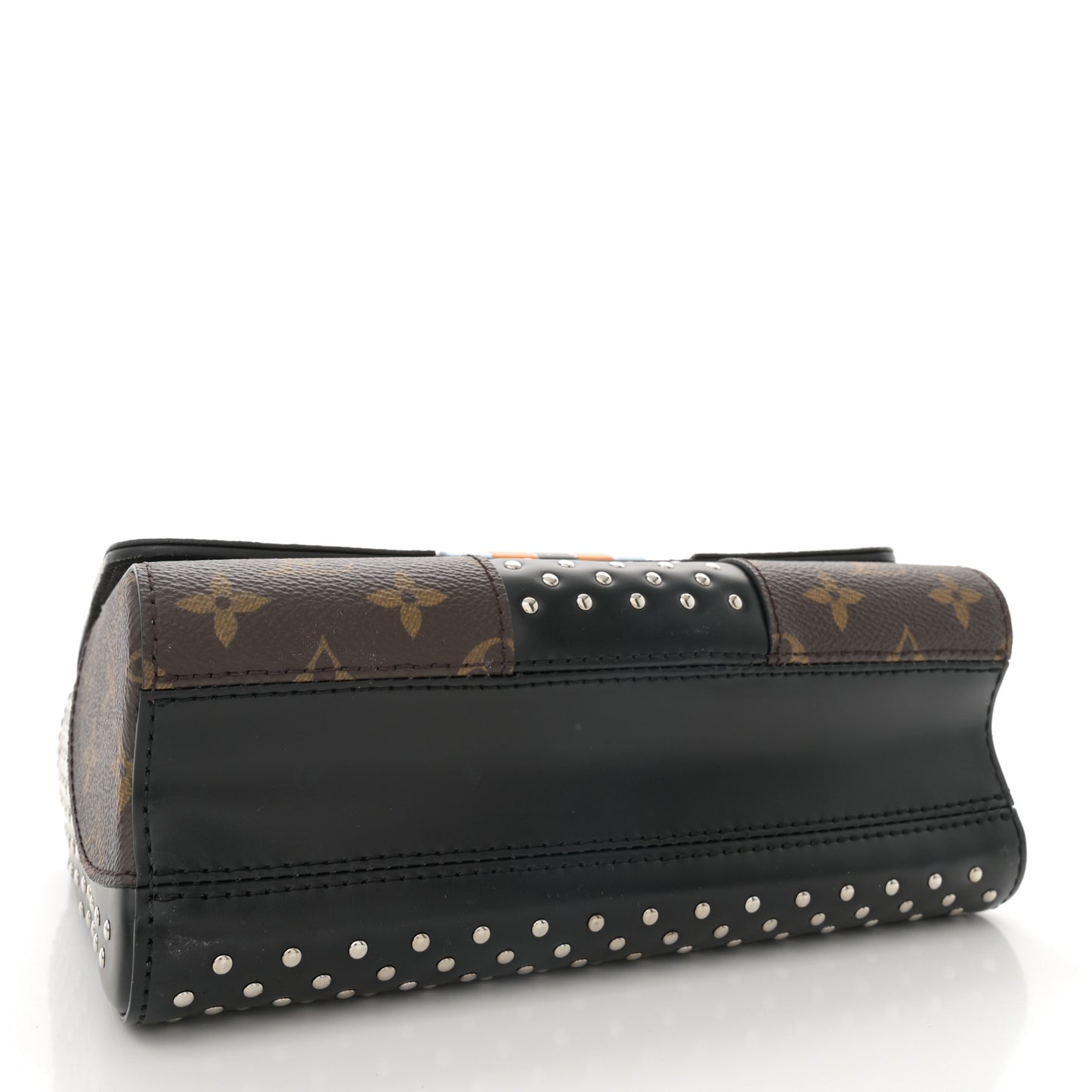 Calfskin Monogram Twist Studded Shoulder Bag MM Black