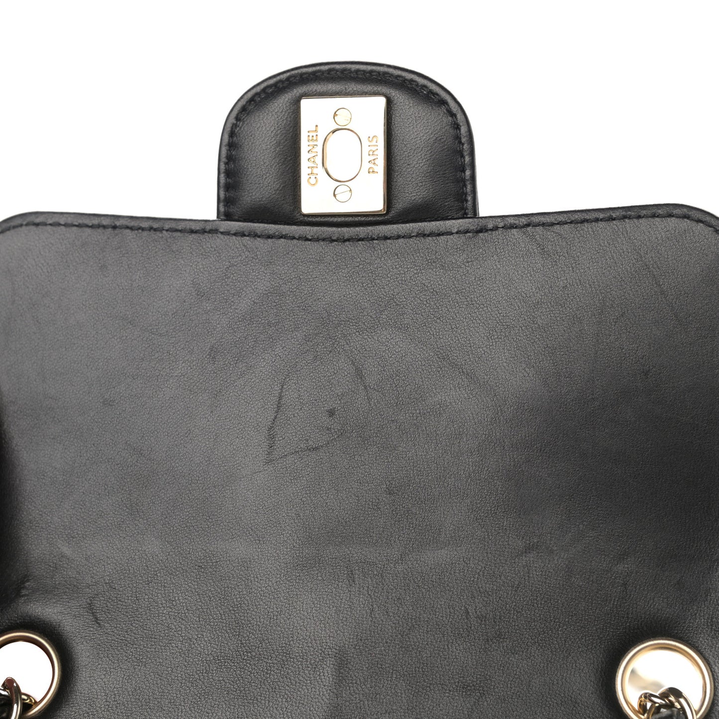 Lambskin Chevron Quilted Mini Square Flap Black