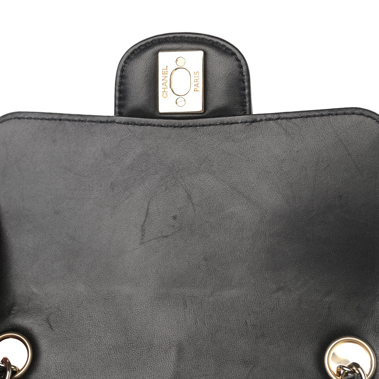 Chanel Lambskin Chevron Quilted Mini Square Flap Black 13 of 15