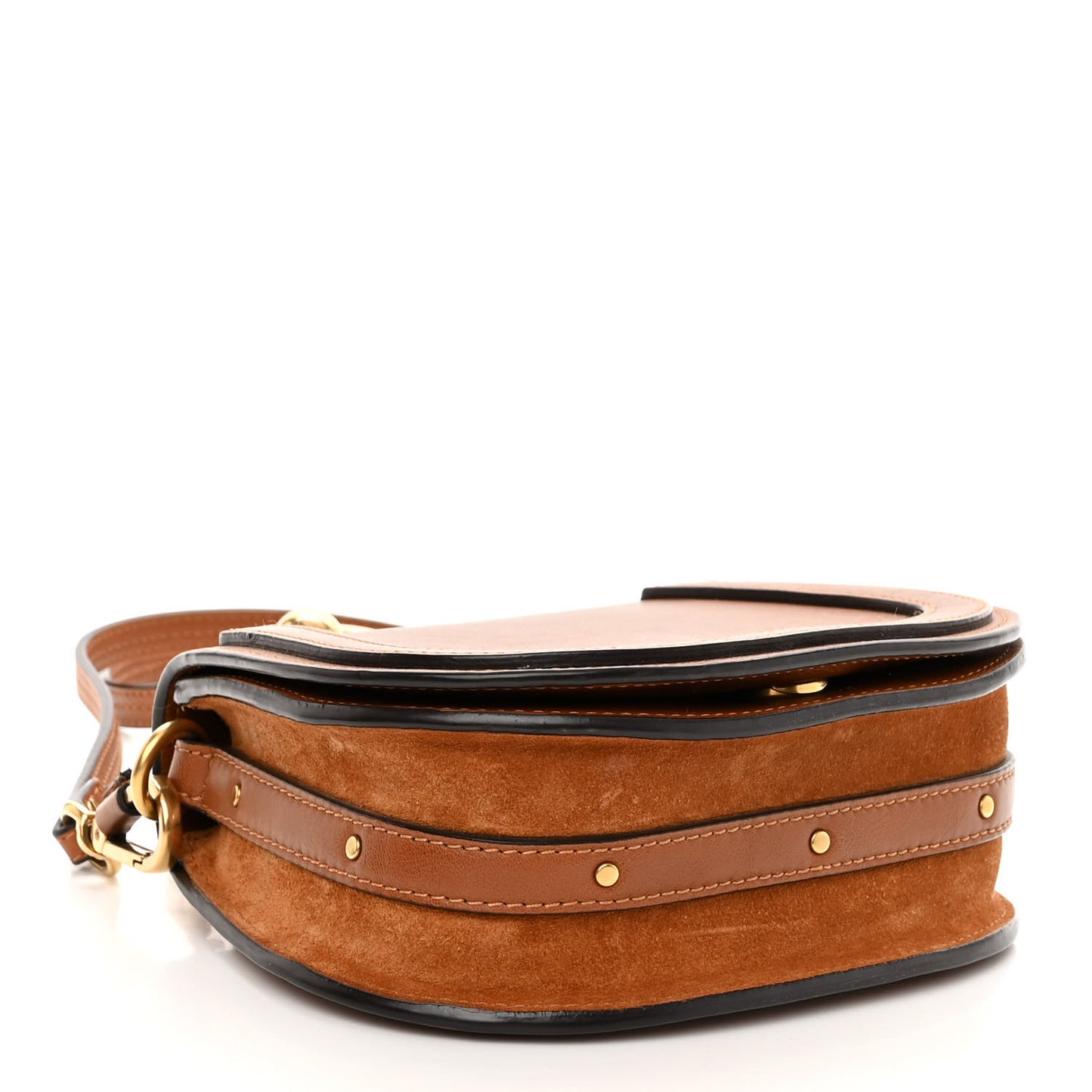 Calfskin Suede Small Nile Bracelet Bag Caramel