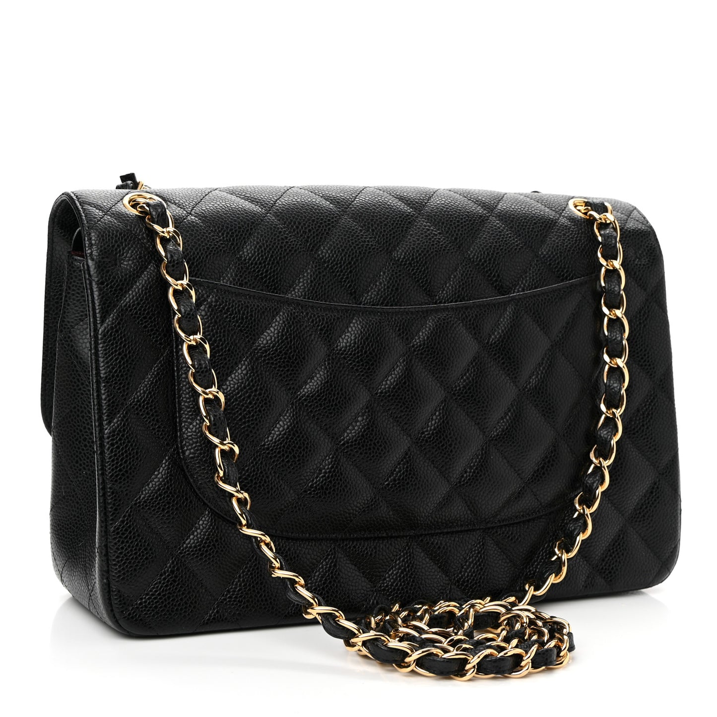 Caviar Quilted Jumbo Double Flap Black