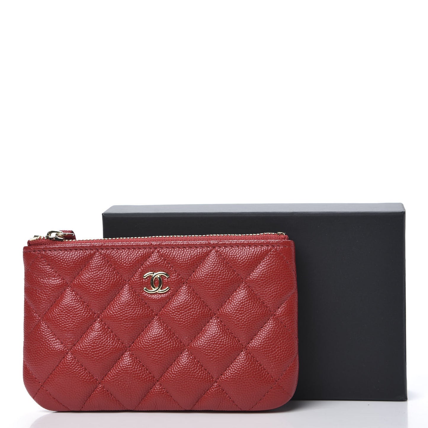 Caviar Quilted Small Cosmetic Case Red