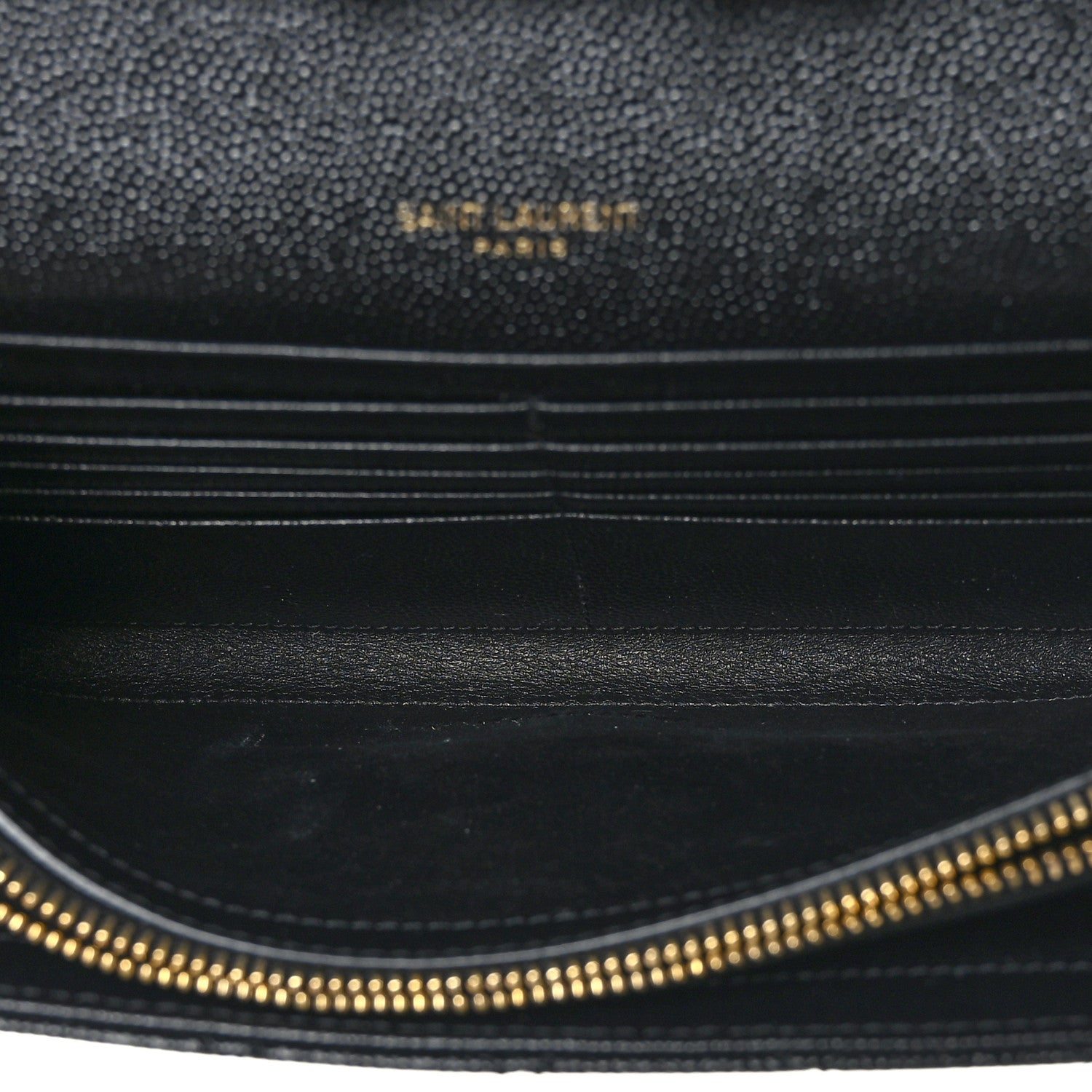 Saint Laurent Grain De Poudre Mixed Matelasse Triquilt Monogram Chain Wallet Black 5 of 9