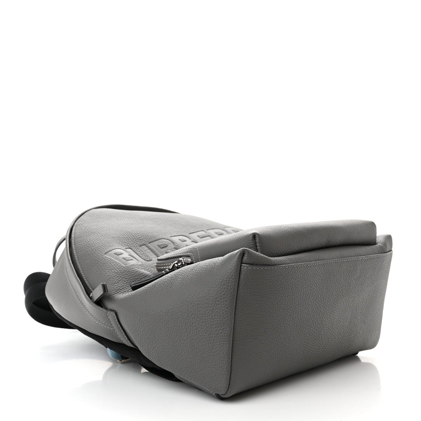 Calfskin Logo Embossed Backpack Charcoal Grey