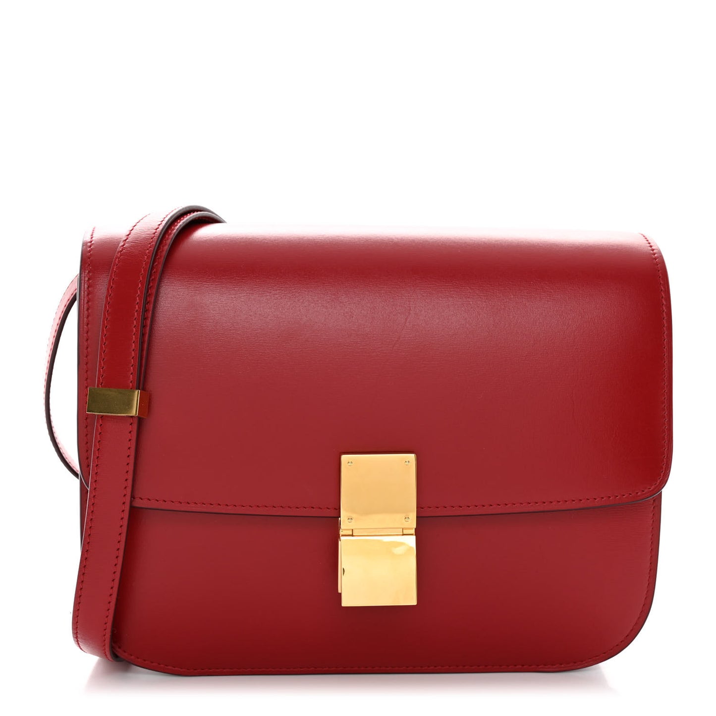 Box Calfskin Medium Classic Box Flap Bag Red