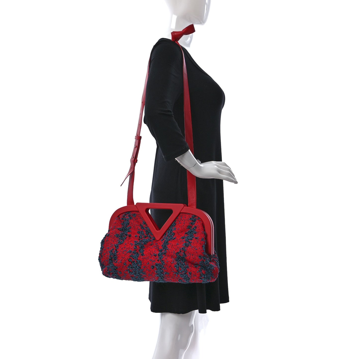 Textured Fabric Medium The Point Triangle Bag Red