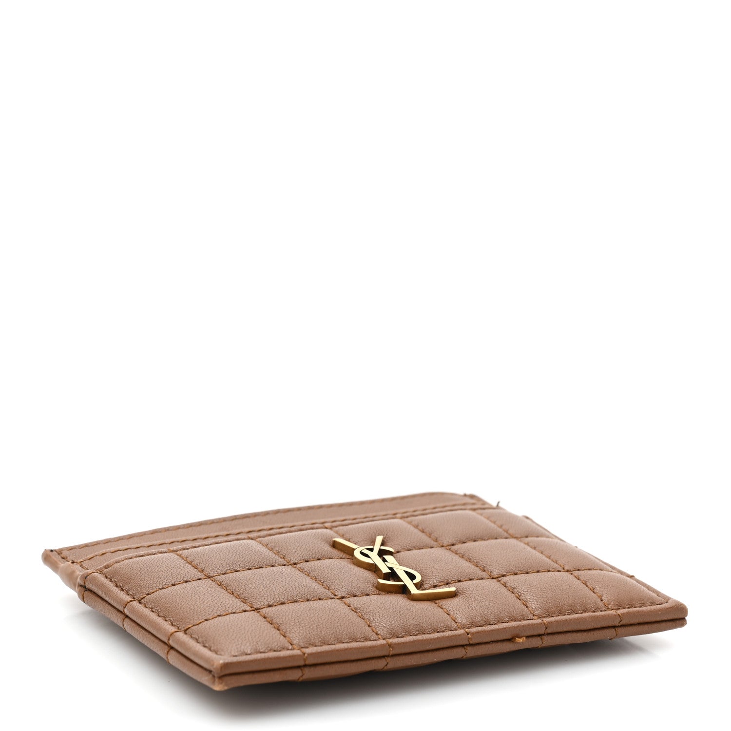 Saint Laurent Lambskin Quilted Cassandre Credit Card Case Fox 4 of 11