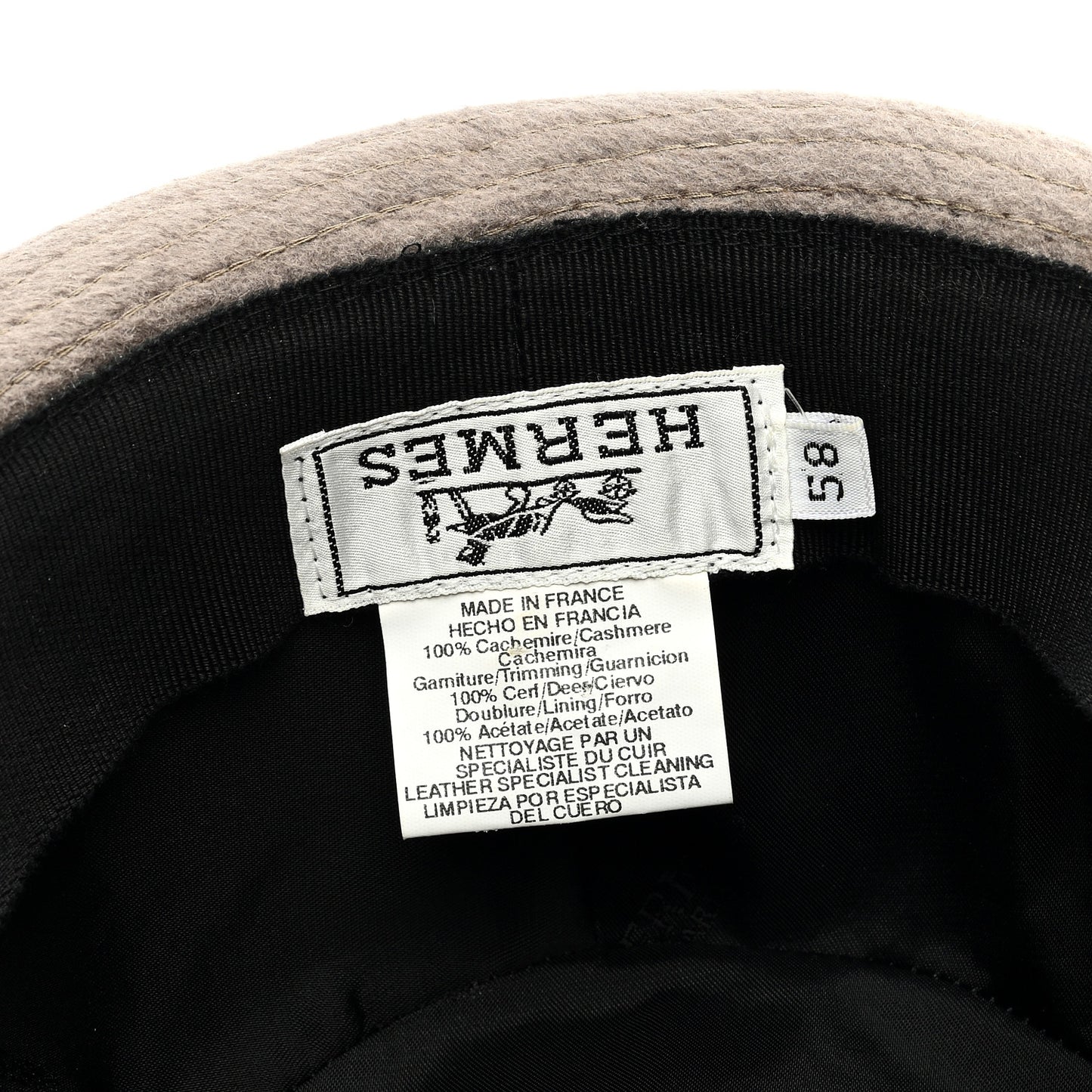 Cashmere Deerskin Funk Drap Hat 58 Ecorce Marron